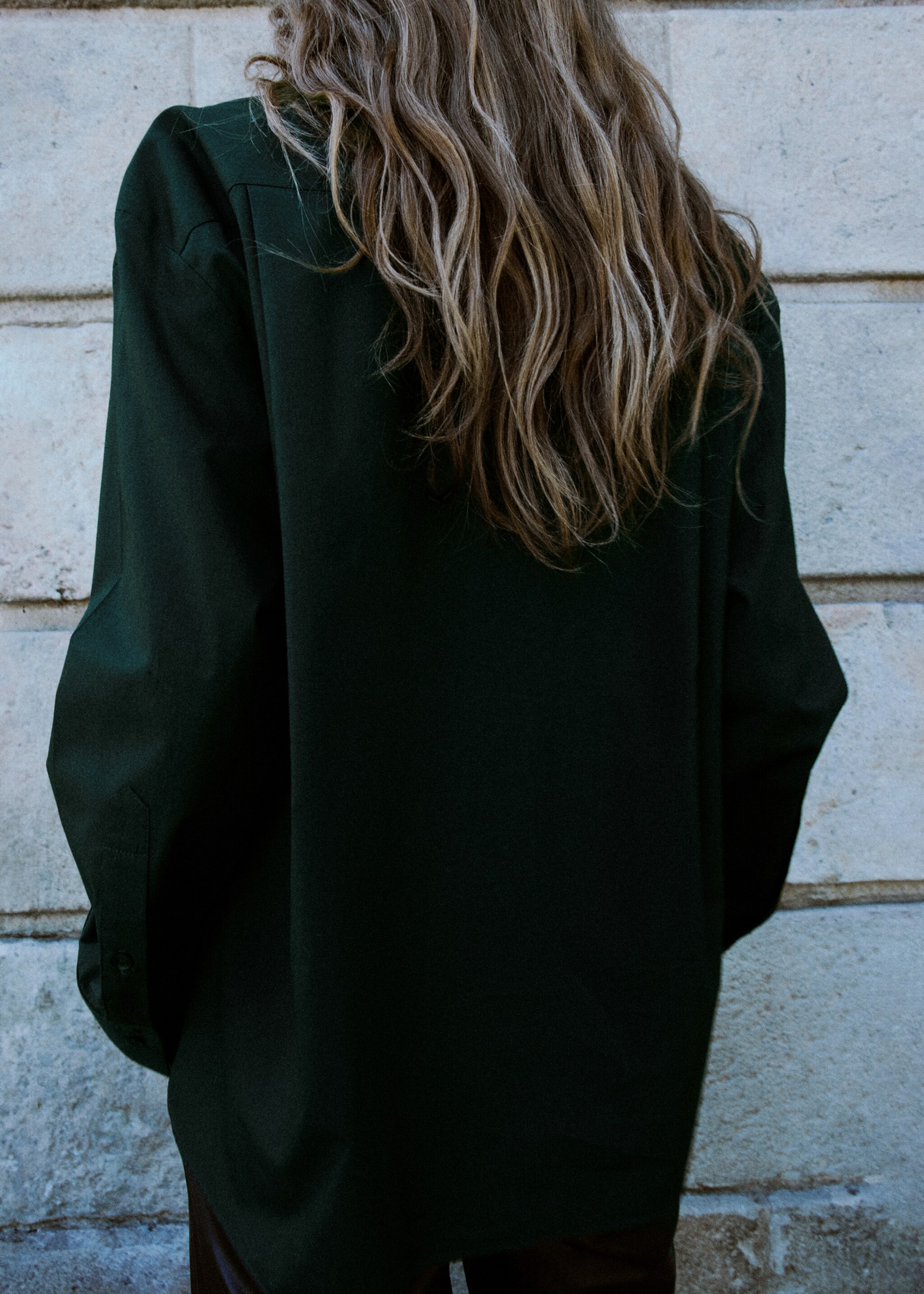 Pocket oversize shirt - Reverse of the article, Green. Ref: 17089212-00.