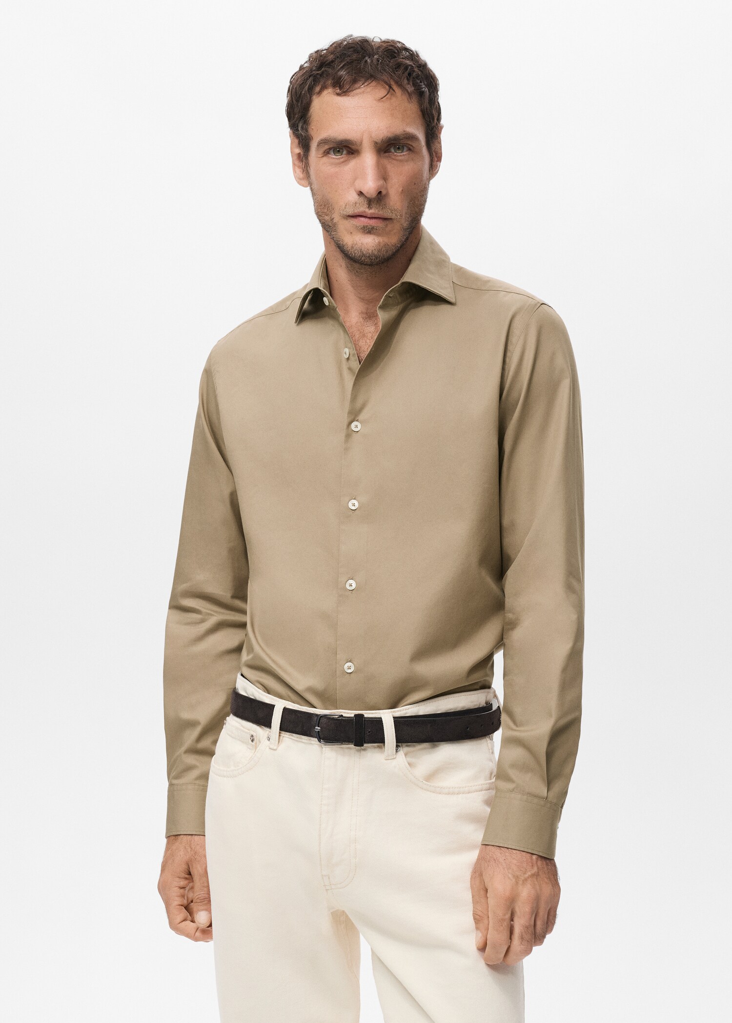 Slim fit shirt cotton and lyocell - Medium plane