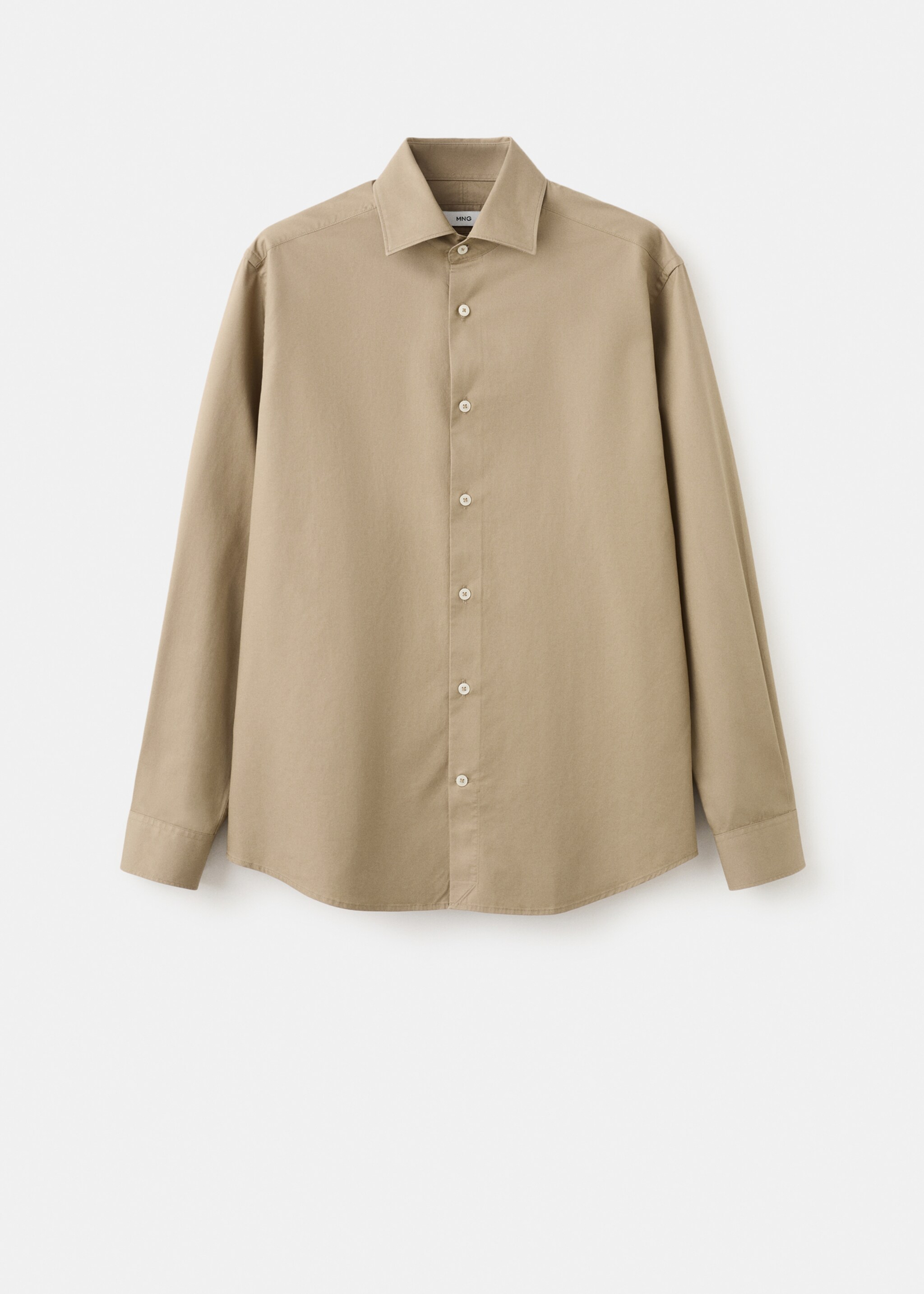 Slim fit shirt cotton and lyocell - Article without model, Brown. Ref: 17089213-00.