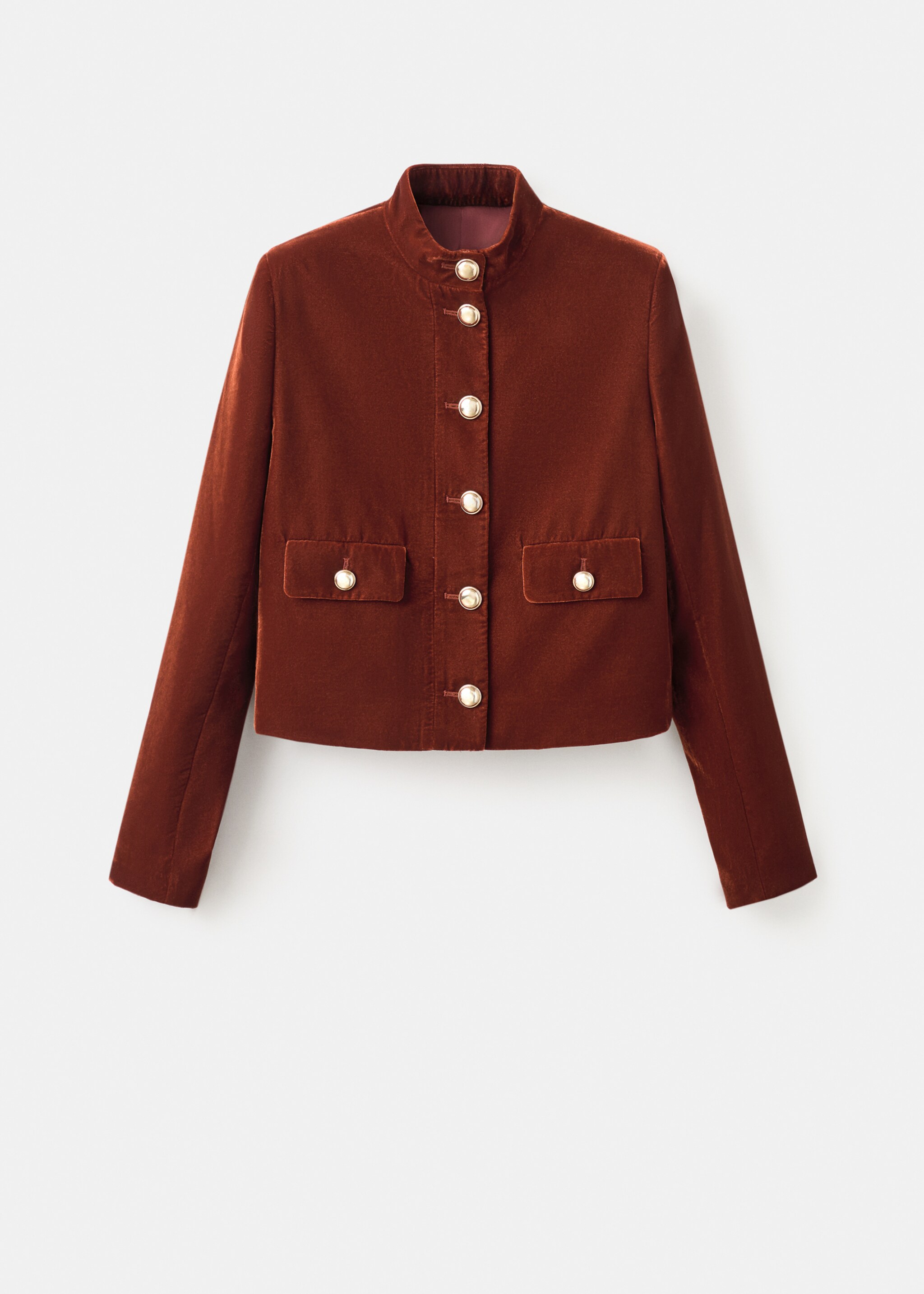 Velvet jacket with buttons - Article without model, Burnt Orange. Ref: 17089406-00.