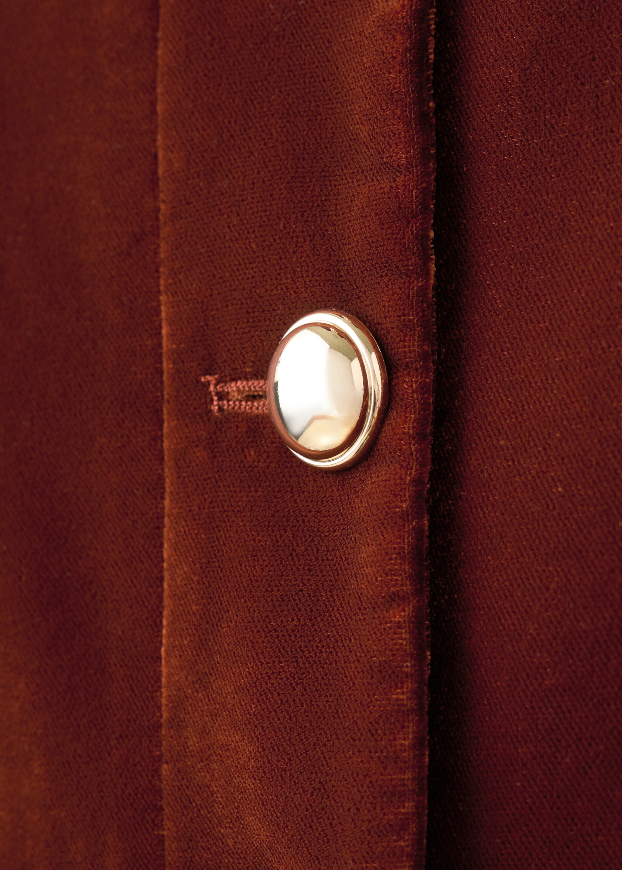 Velvet jacket with buttons - Details of the article 8, Burnt Orange. Ref: 17089406-00.