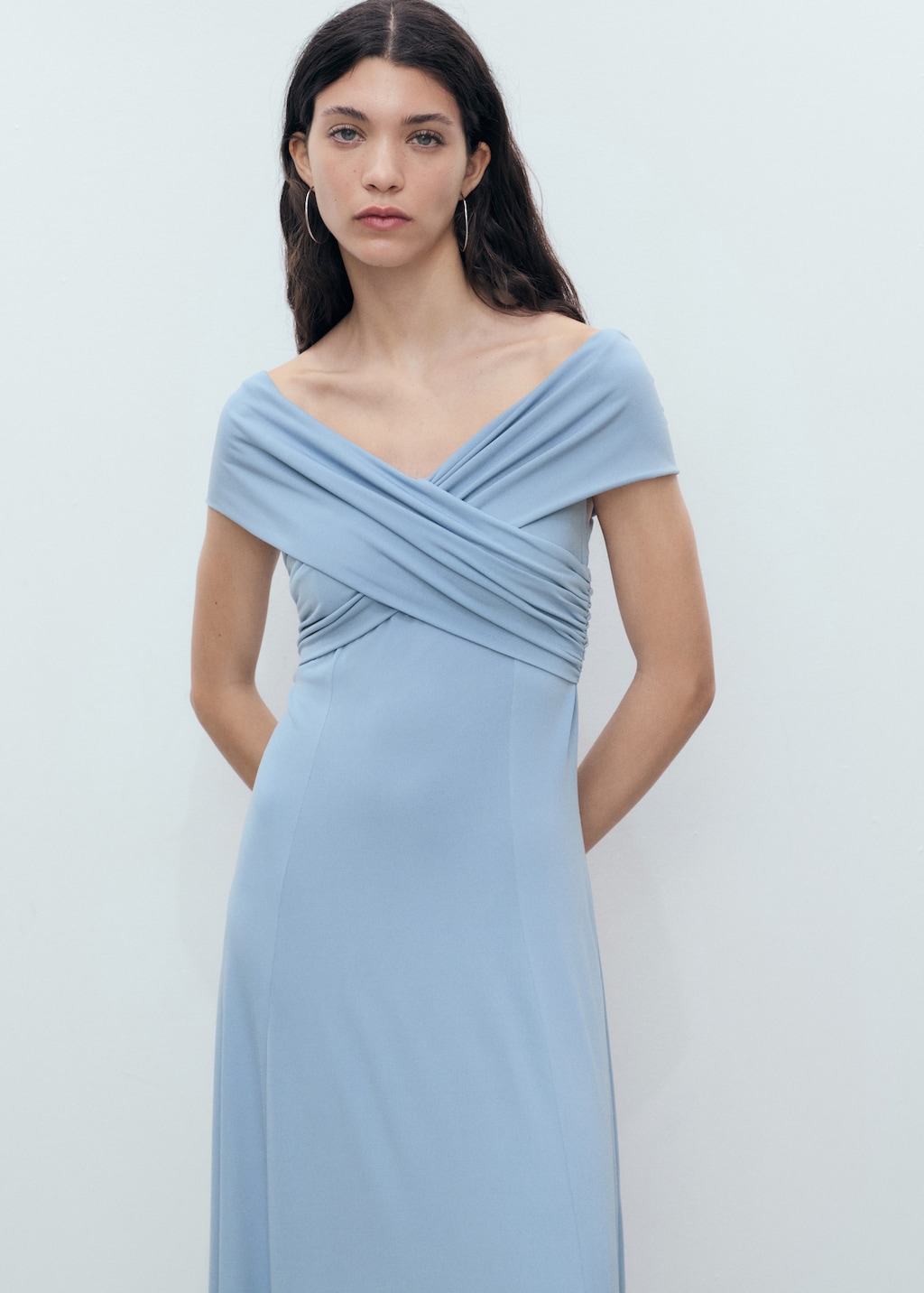 Mango A-line dress with crossover neckline