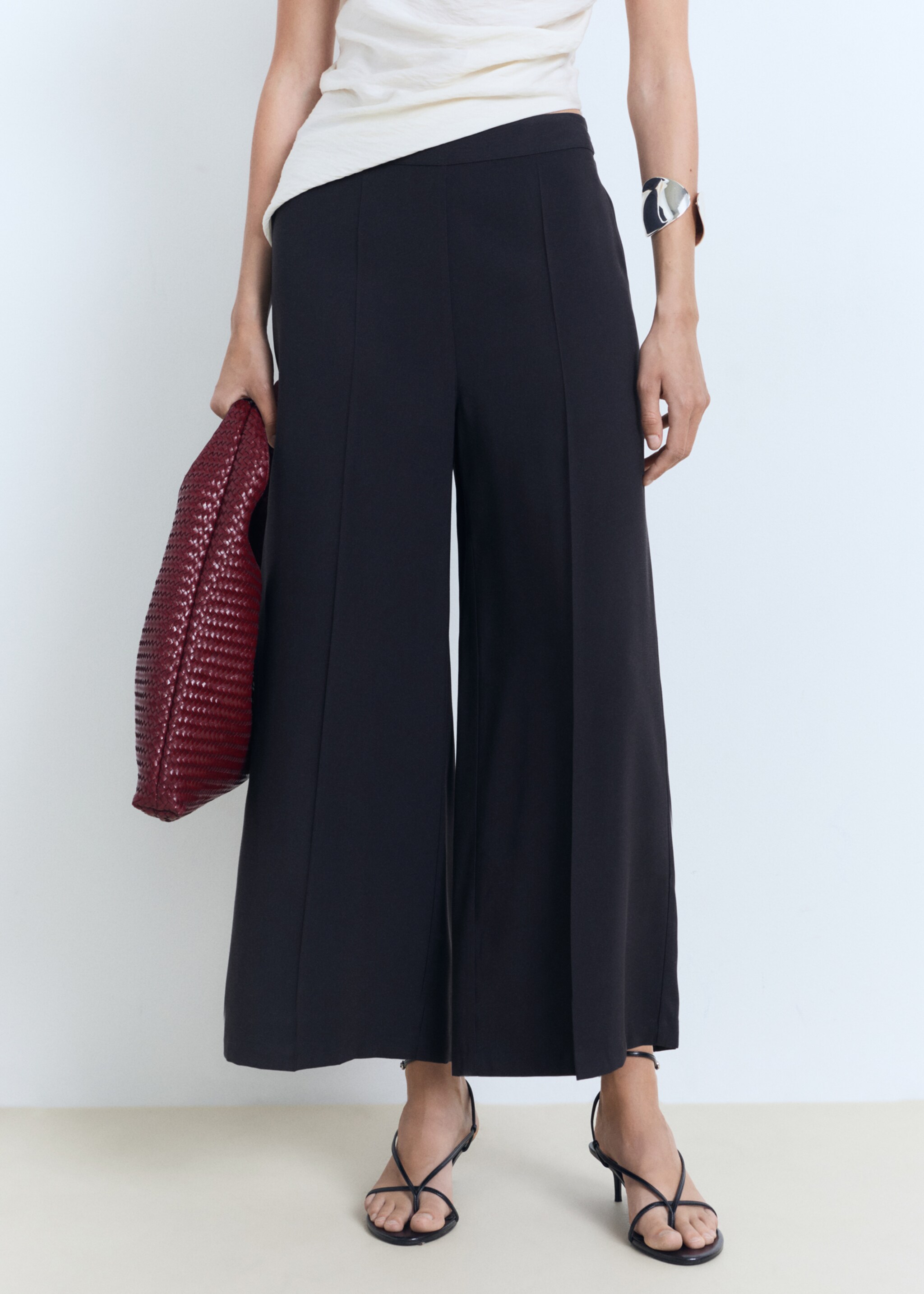 Flowy palazzo trousers - Medium plane, Navy. Ref: 17091129-00.