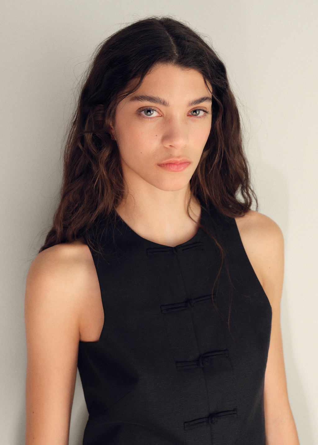 Linen-blend suit vest