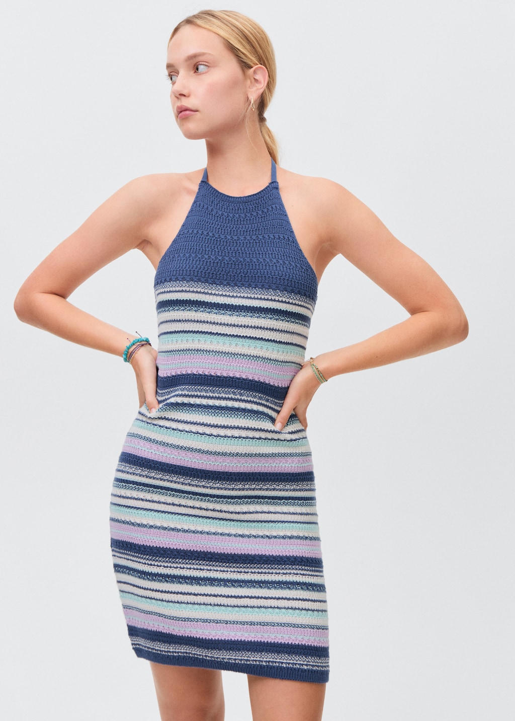 Halter-neck crochet dress