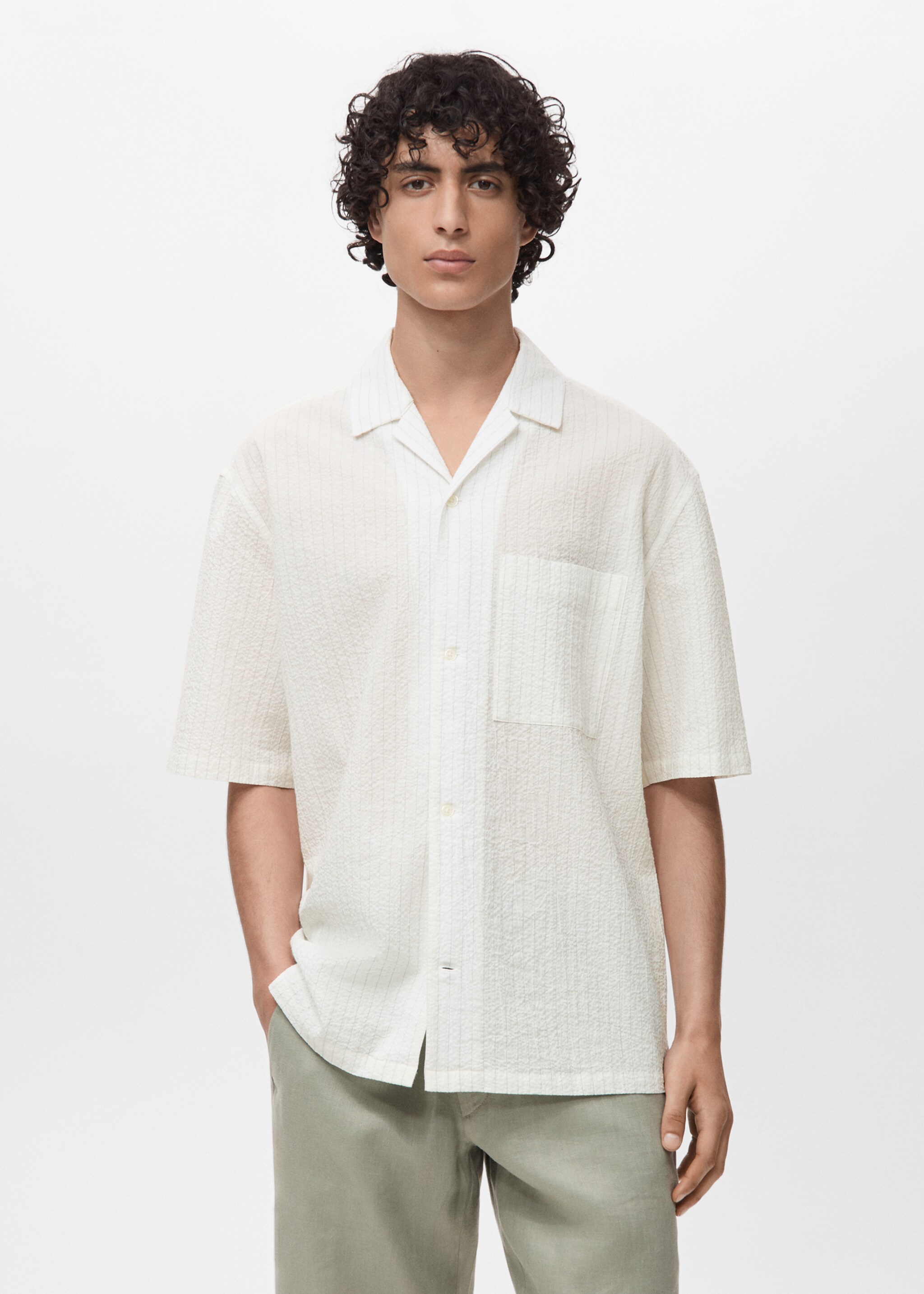 Creased-effect pinstripe shirt - Medium plane