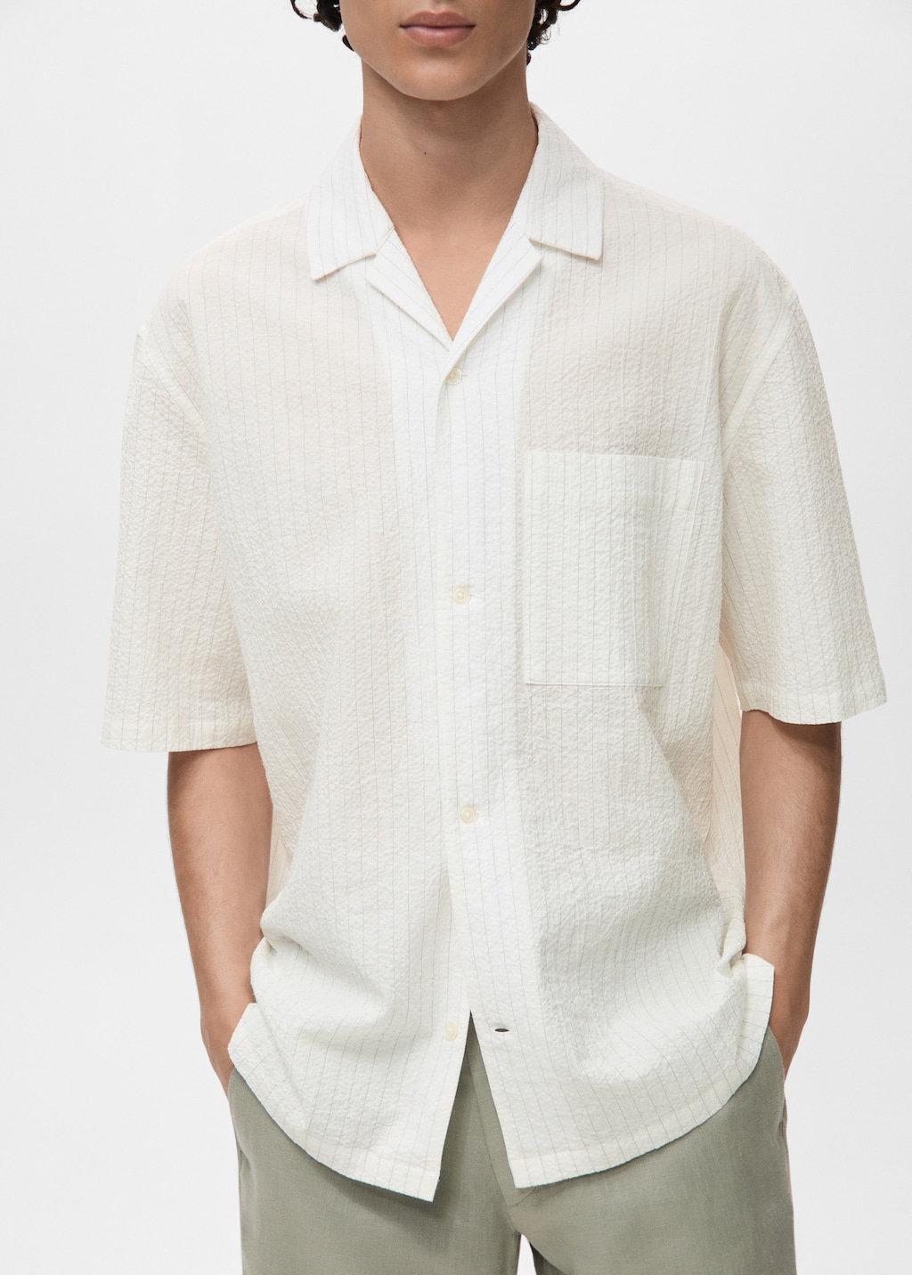 Wrinkled-effect pinstripe shirt
