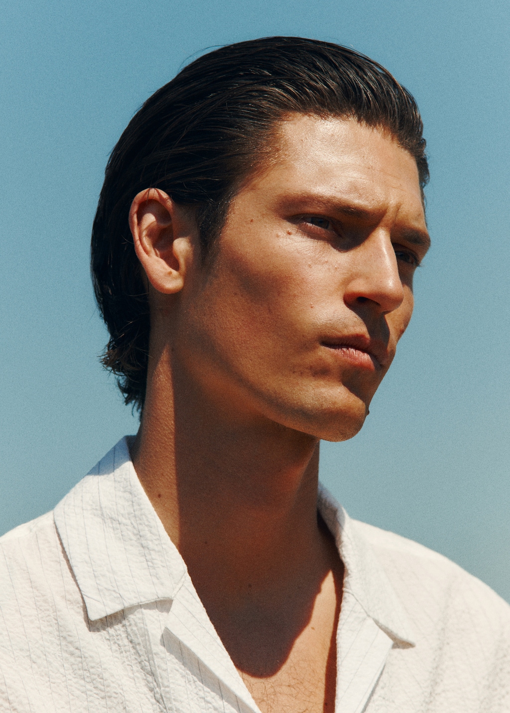 Wrinkled-effect pinstripe shirt