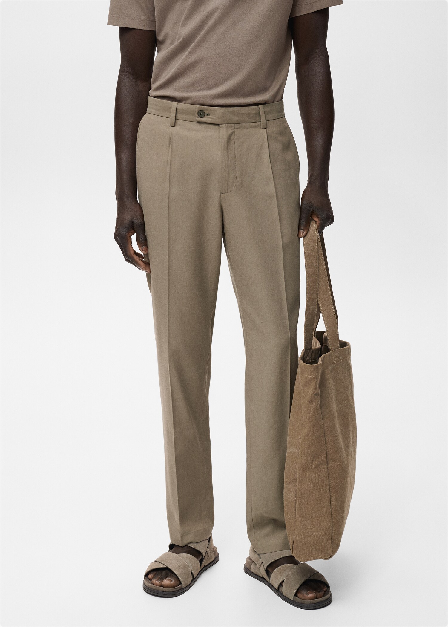 Cotton tapered crop trousers - Medium plane