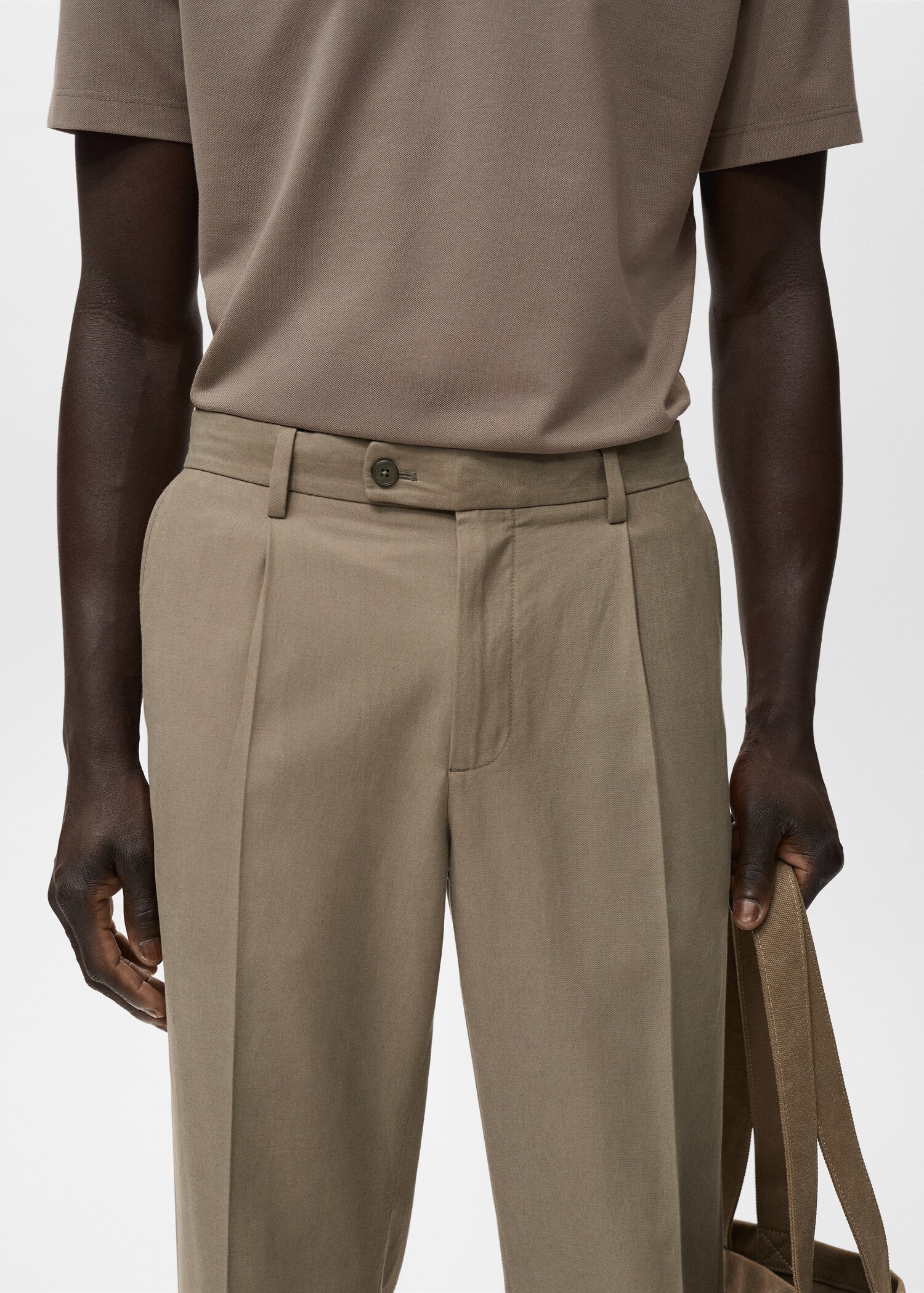 Cotton tapered crop trousers - Details of the article 1