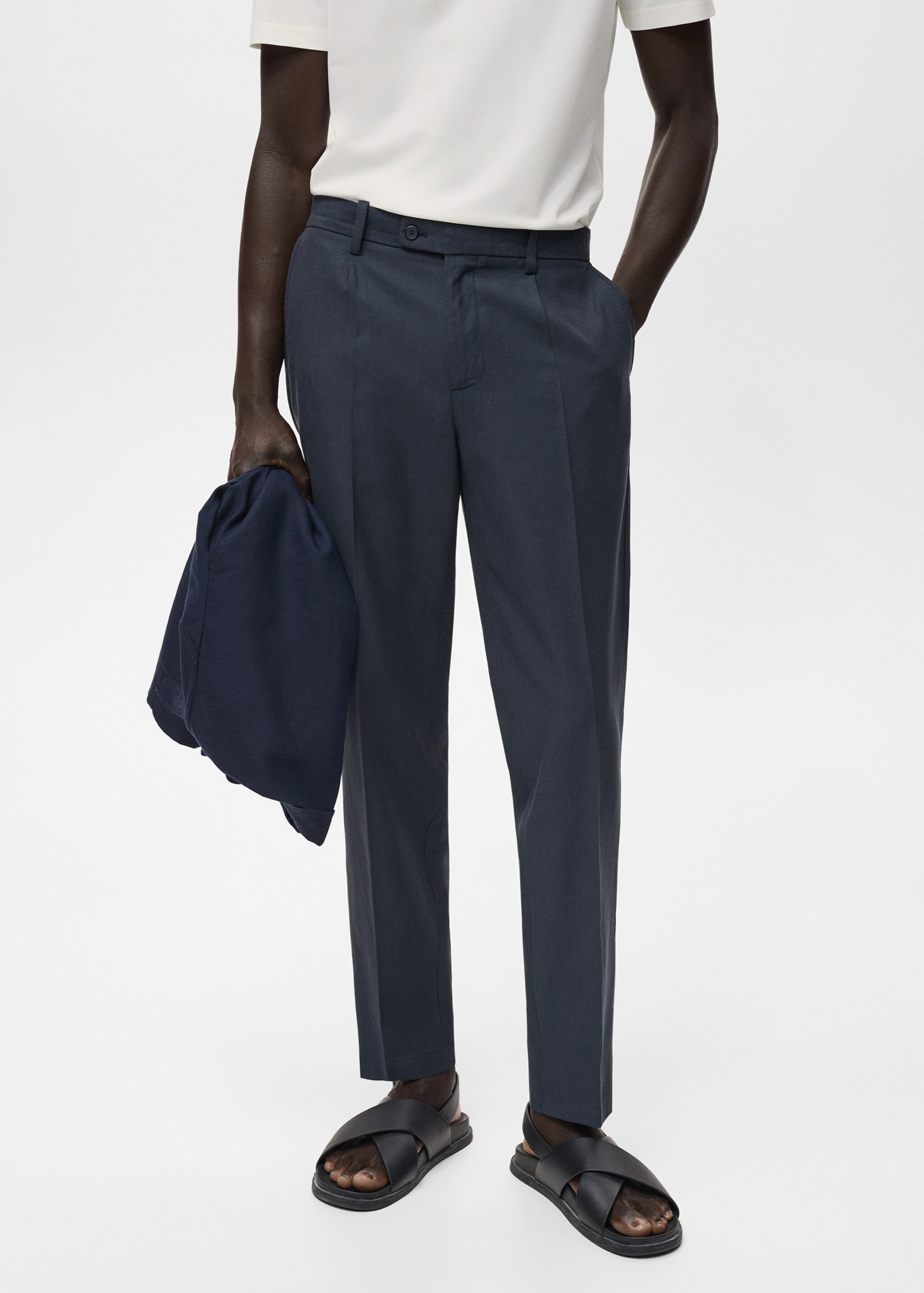 Cotton tapered crop trousers - Medium plane