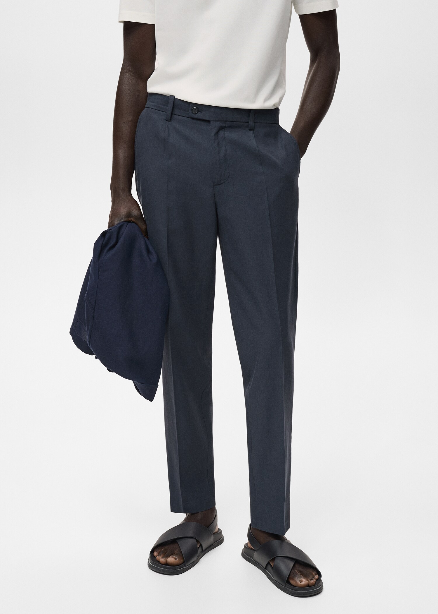 Cotton tapered crop trousers - Medium plane
