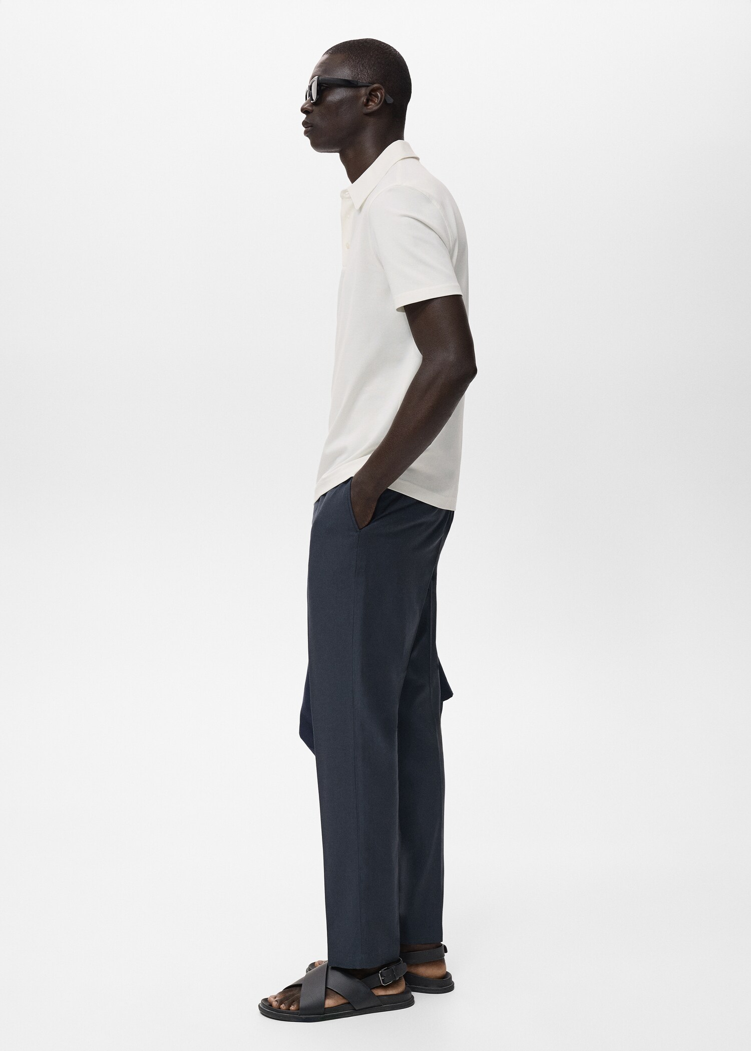 Cotton tapered crop trousers - Details of the article 2