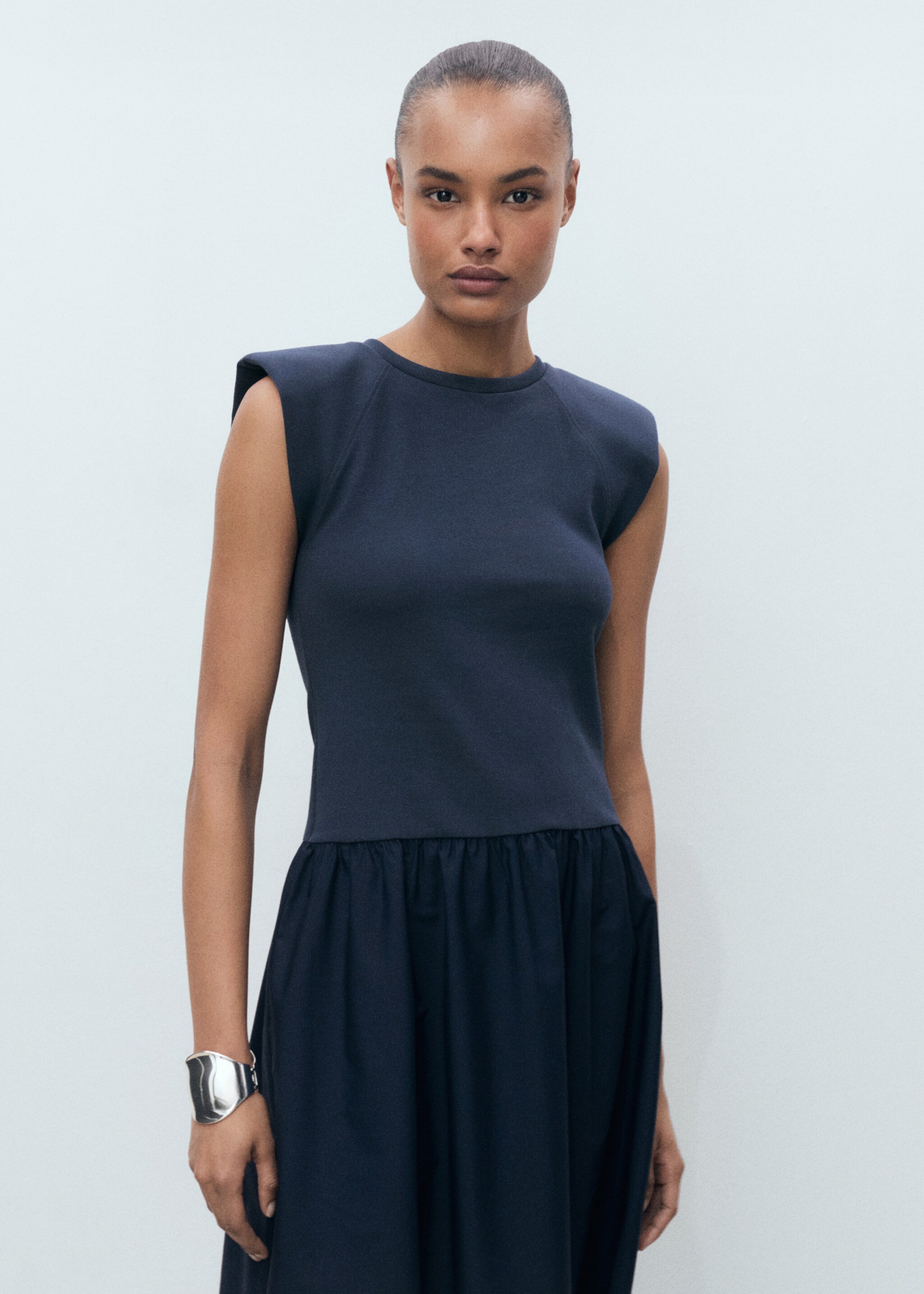 Combined fabric midi-dress - Medium plane