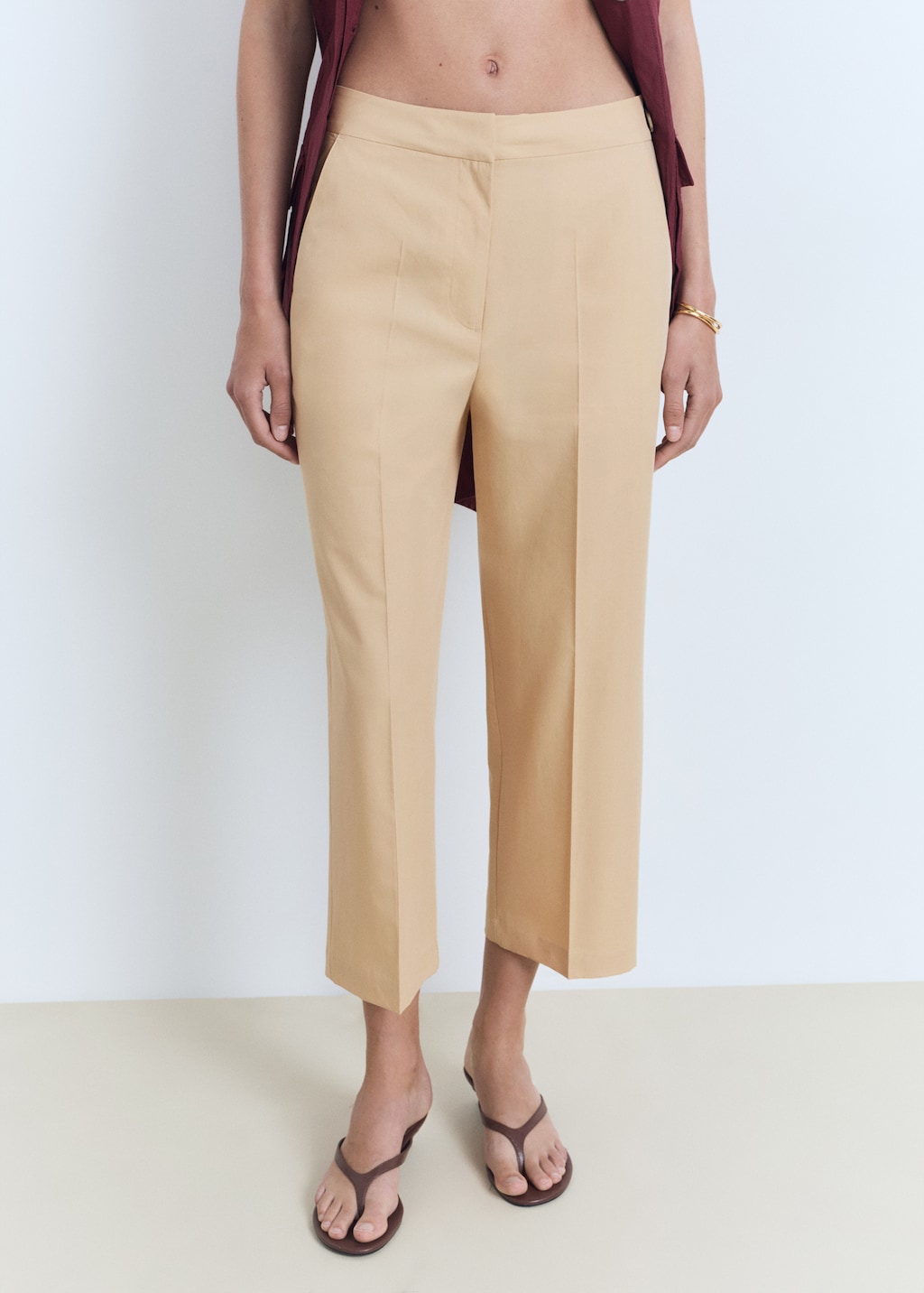 Straight-cut crop pants