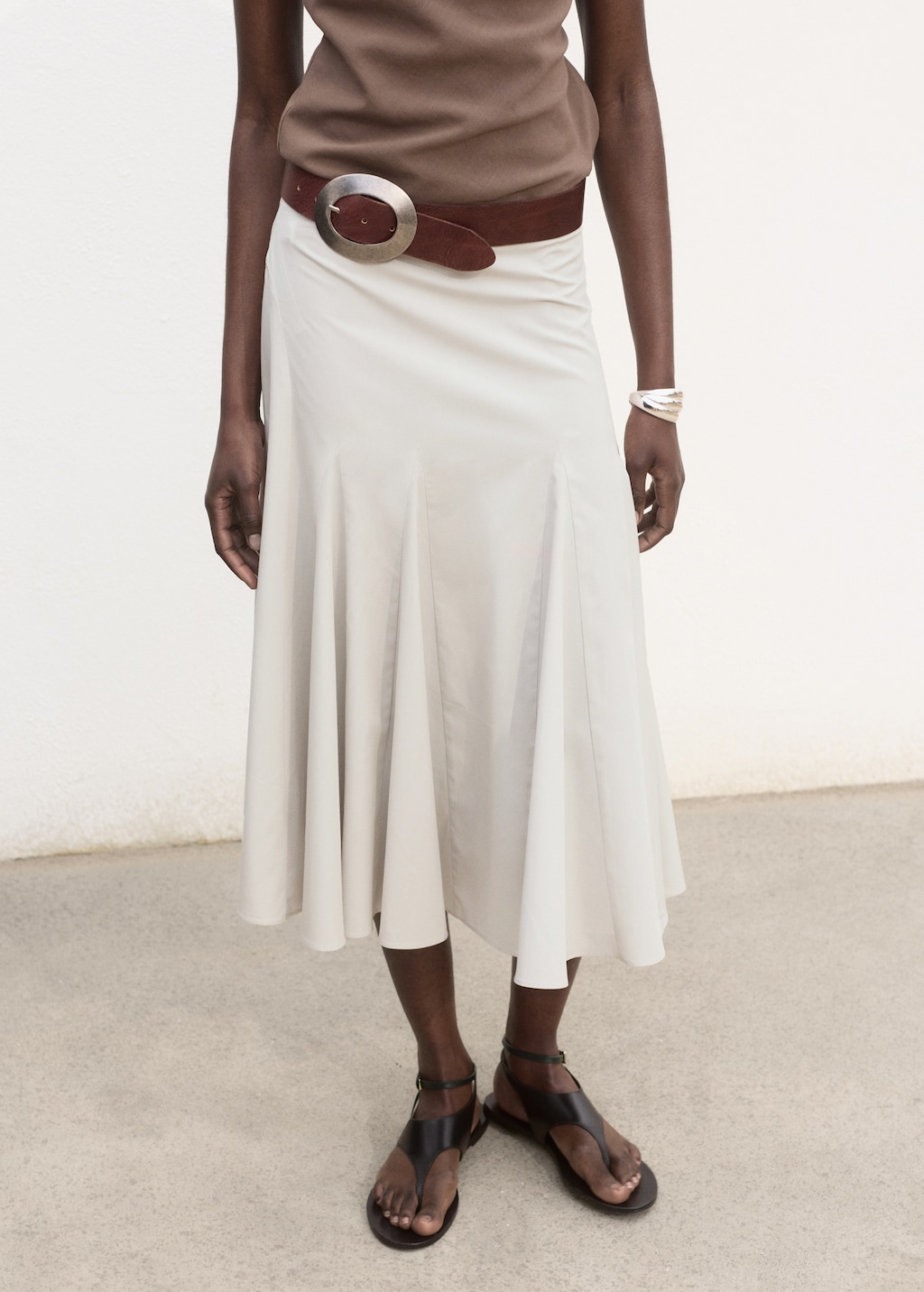 Pleated midi-skirt
