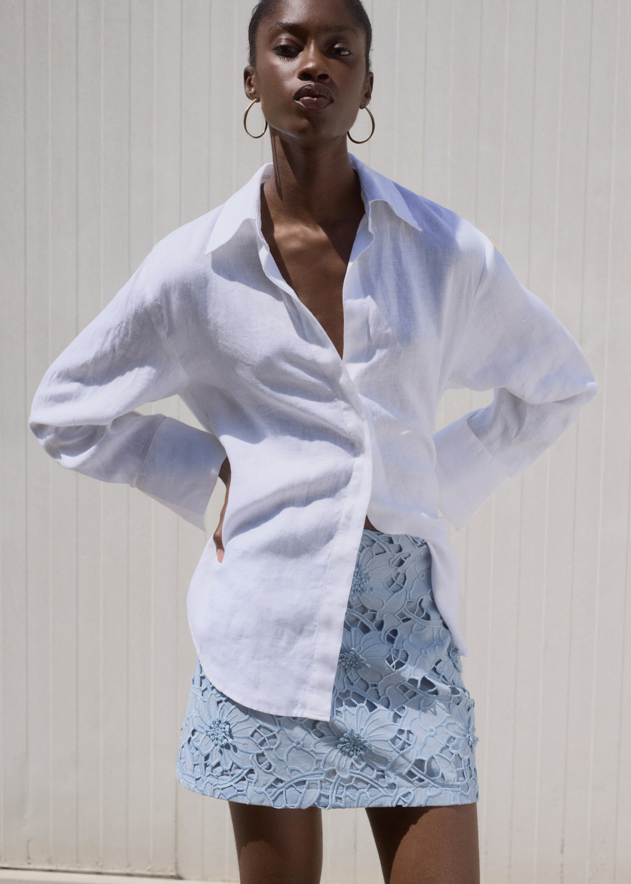 Embroidered cotton skirt - Medium plane