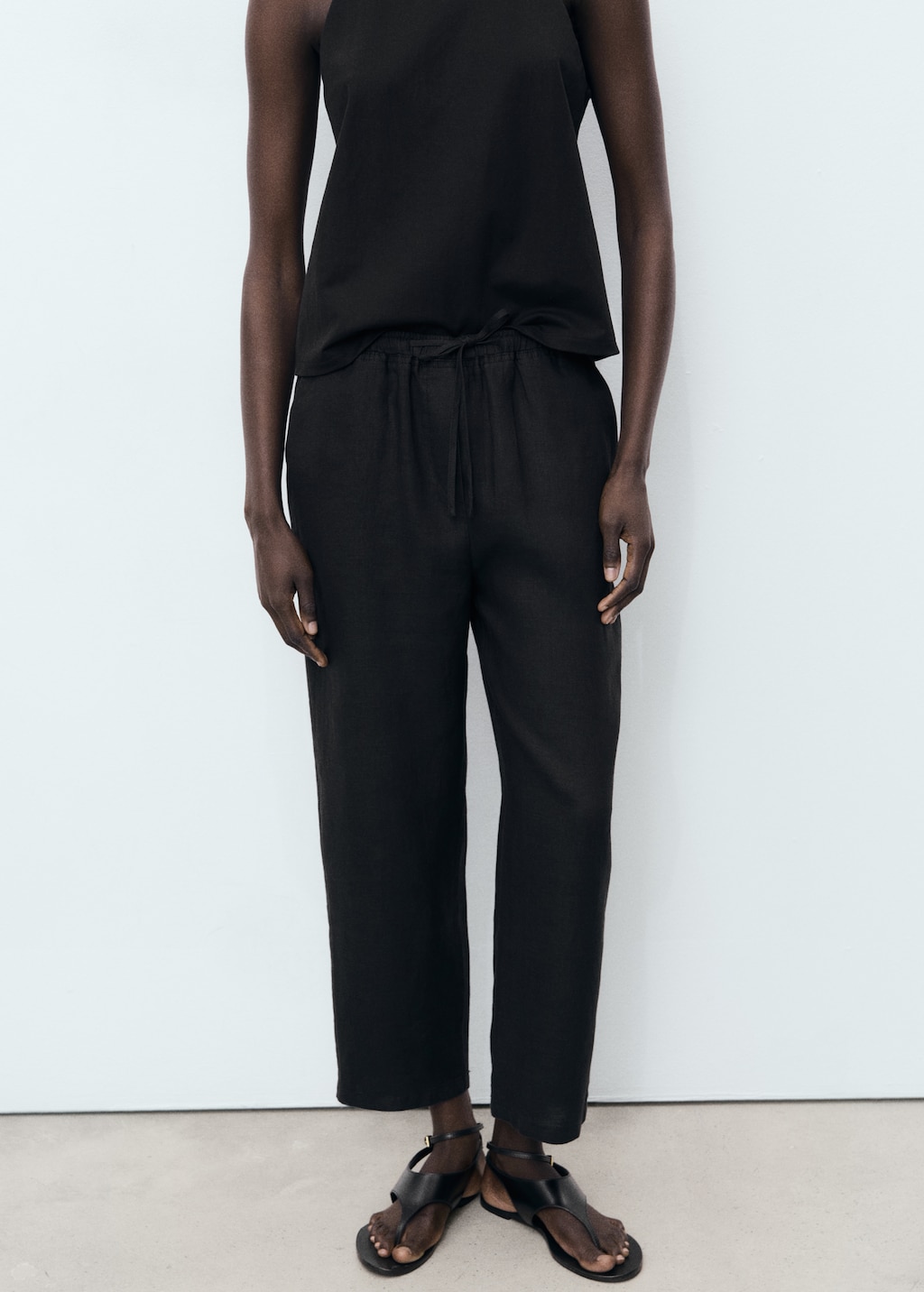 【COLOR iN ID】Embo String Trousers Yarn-dyed trousers with drawstring - Dark Blue | Benetton
