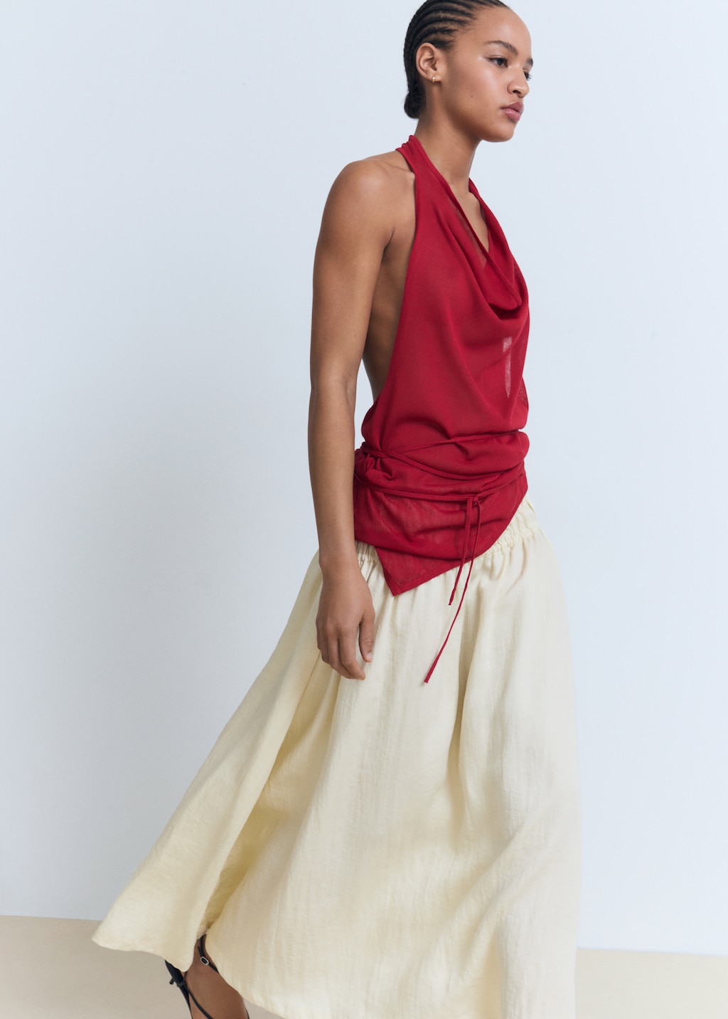Long gathered panel skirt