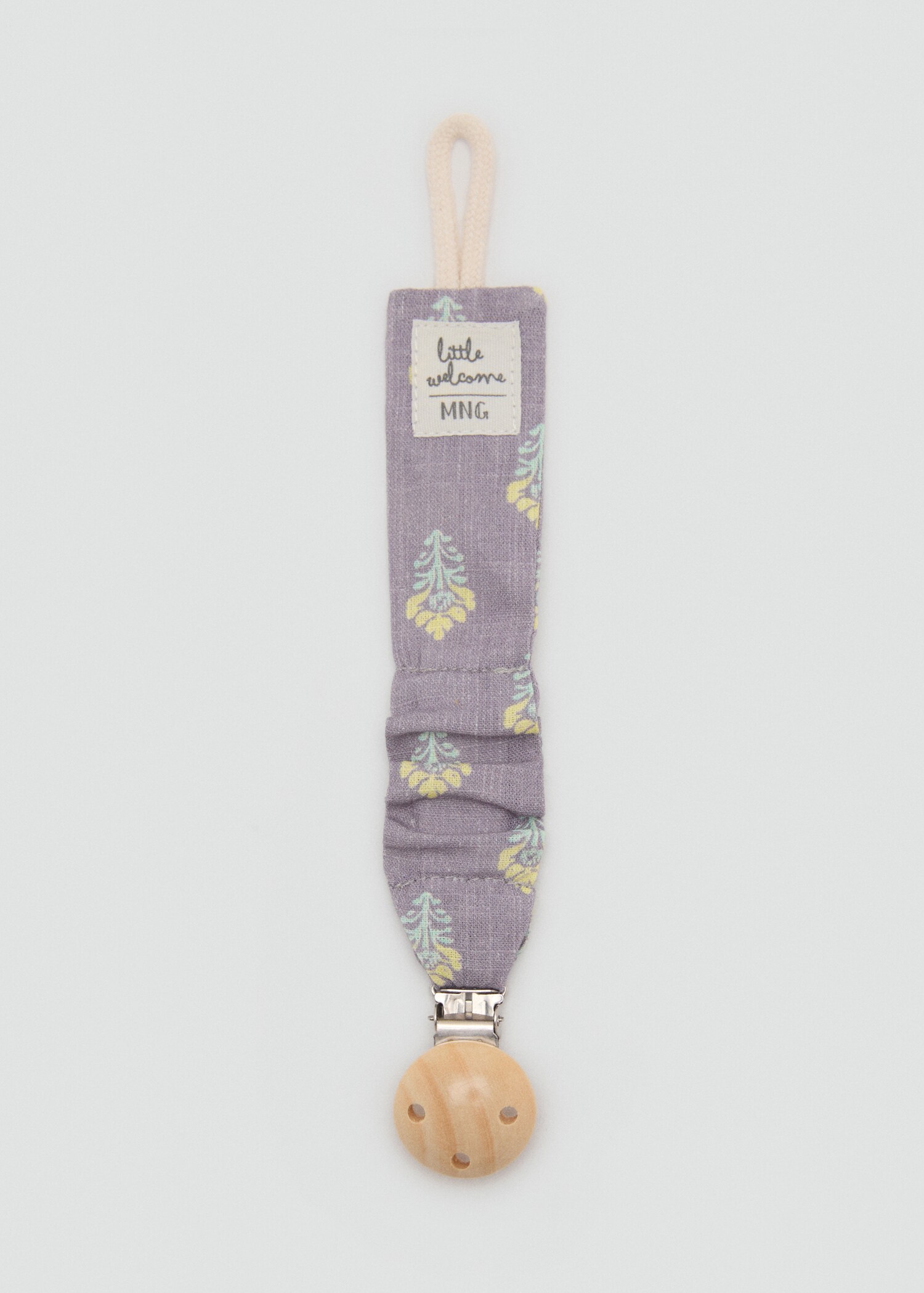 Floral cotton pacifier clip - Medium plane