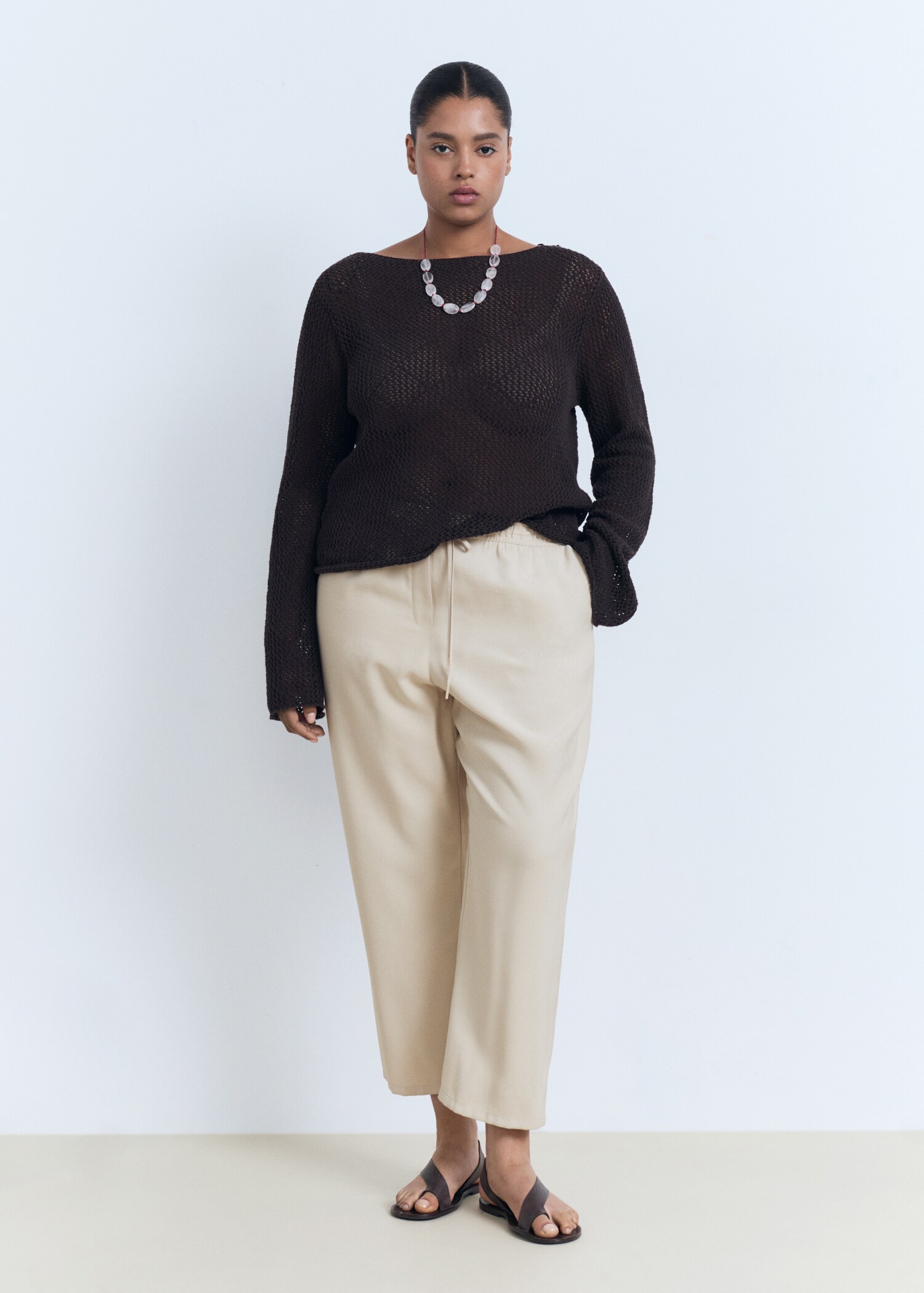 Drawstring flowy trousers - Details of the article 3