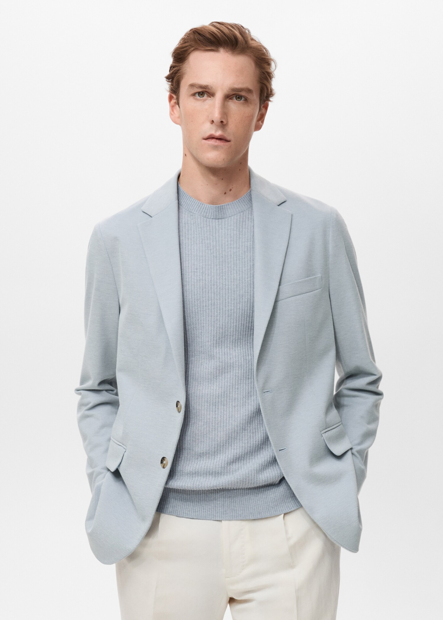 Verner slim-fit cotton blazer - Medium plane