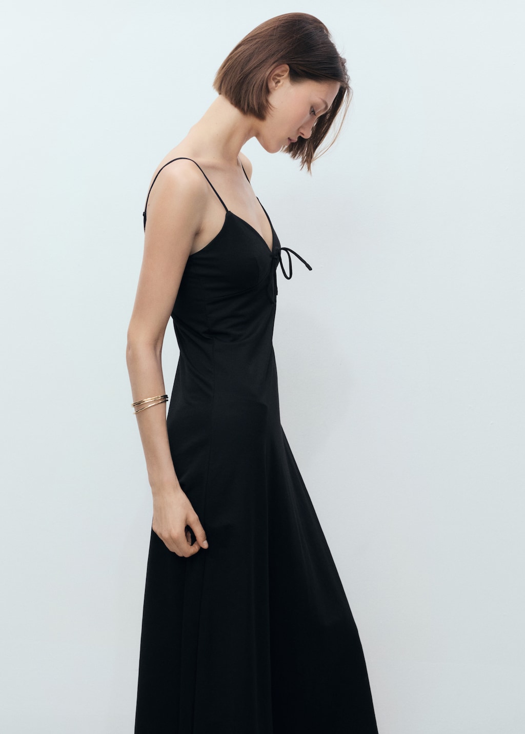 Mango Long dress with bow neckline