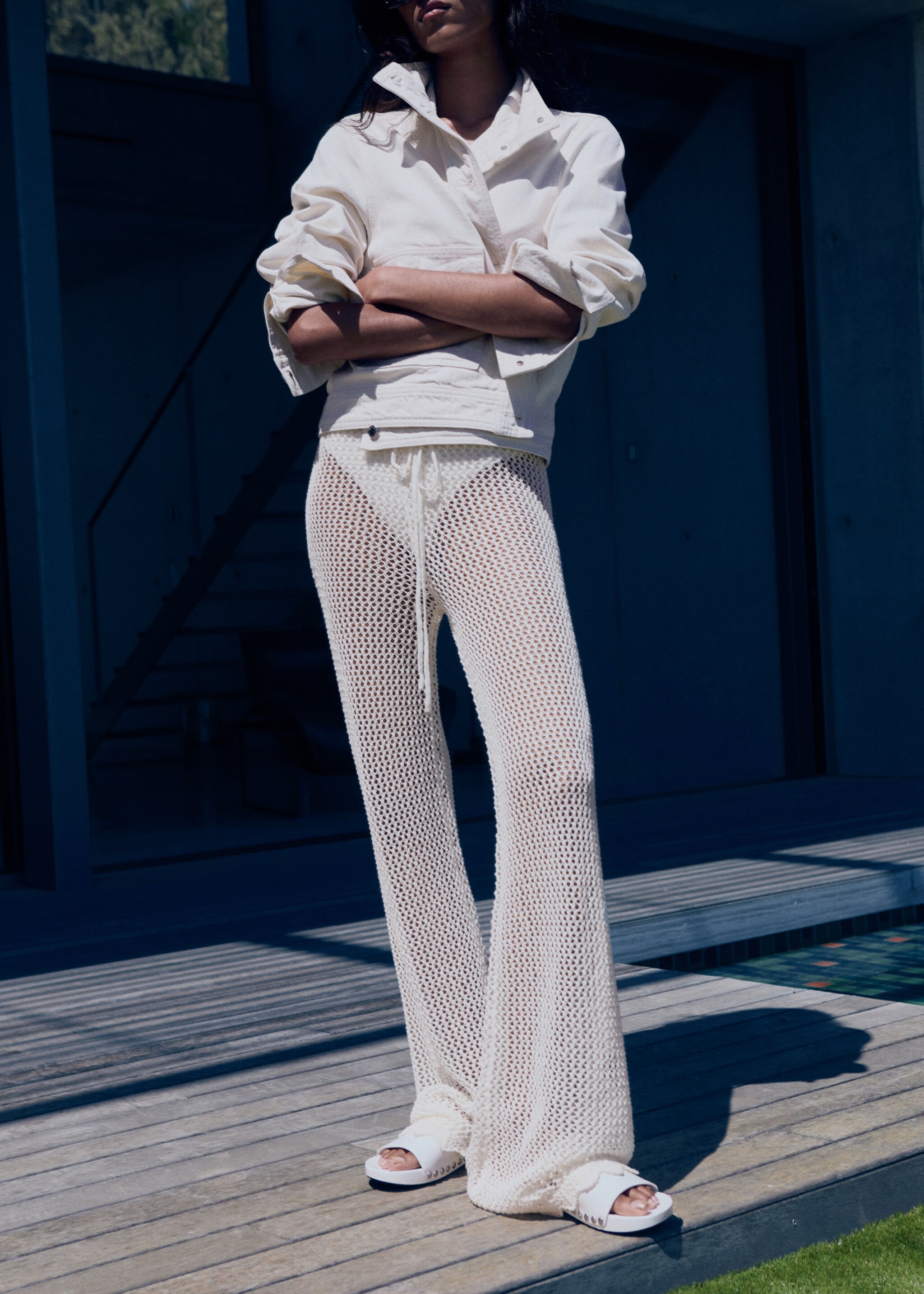 Crochet flared trousers - Medium plane