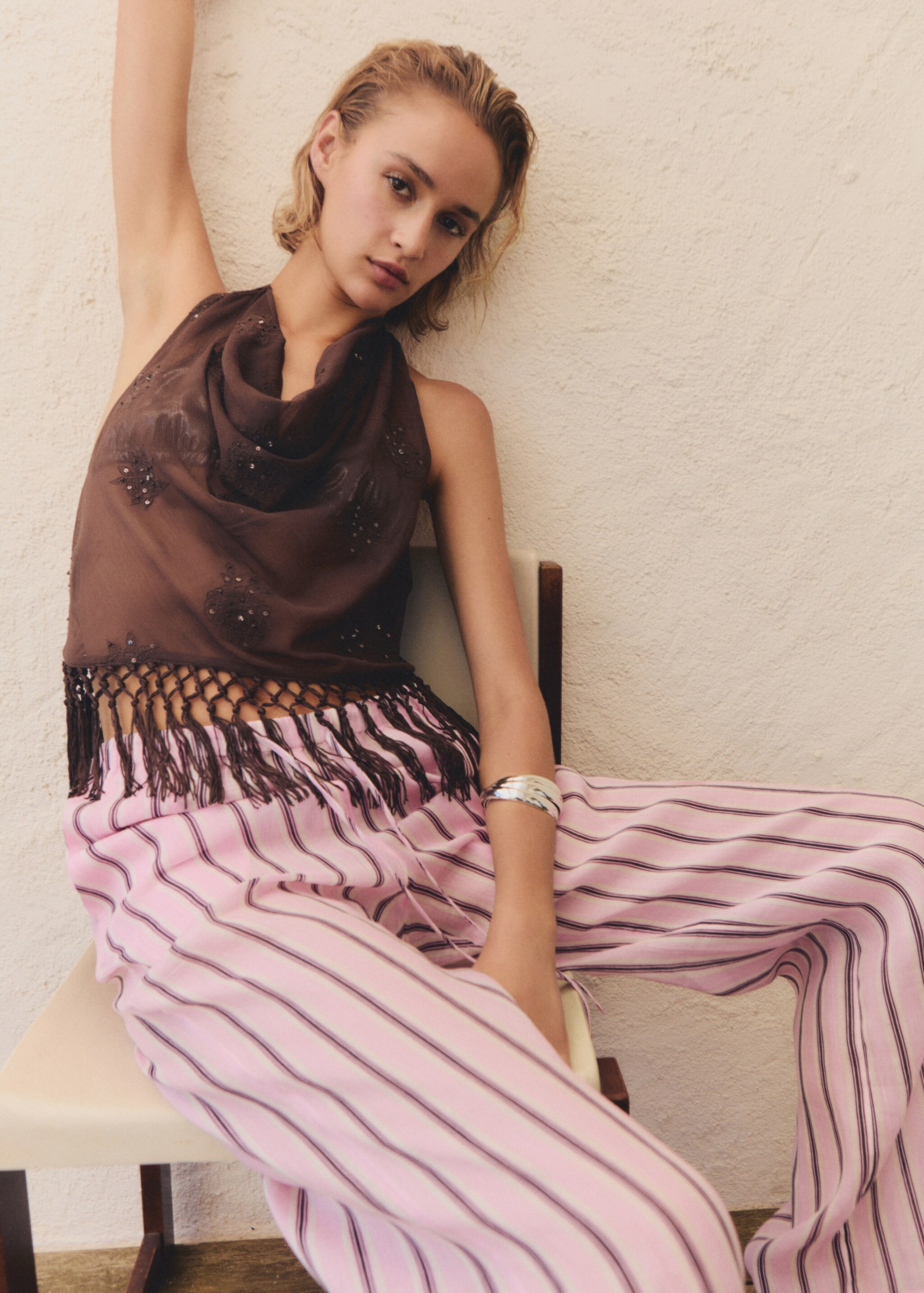 Striped ramie trousers - Medium plane