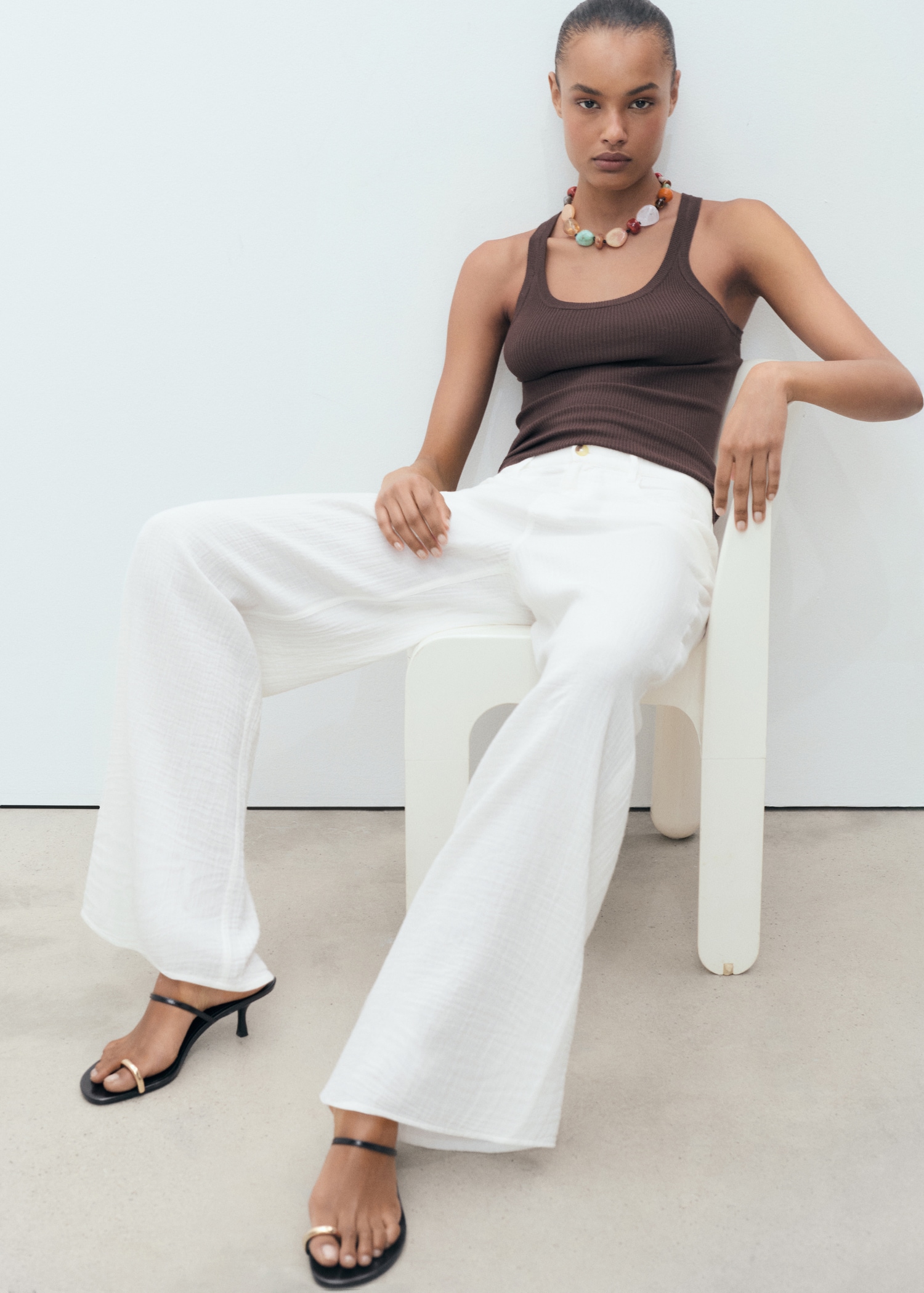 Straight-fit cotton trousers - Details of the article 2