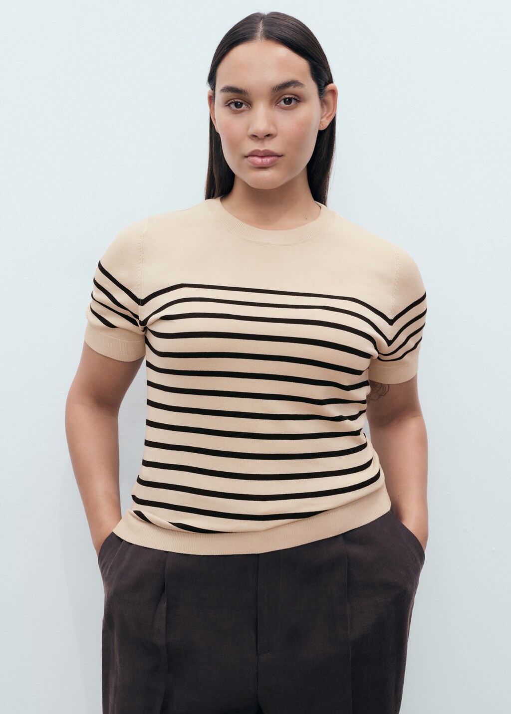 Mango Short-sleeved fine-knit sweater