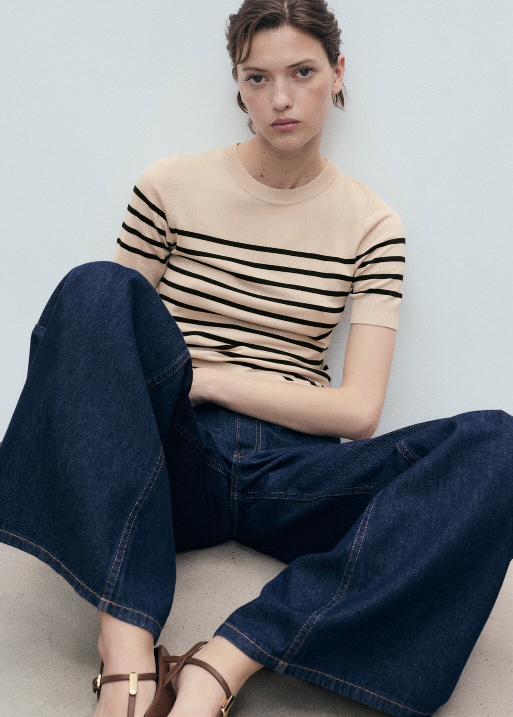 Mango Short-sleeved fine-knit sweater