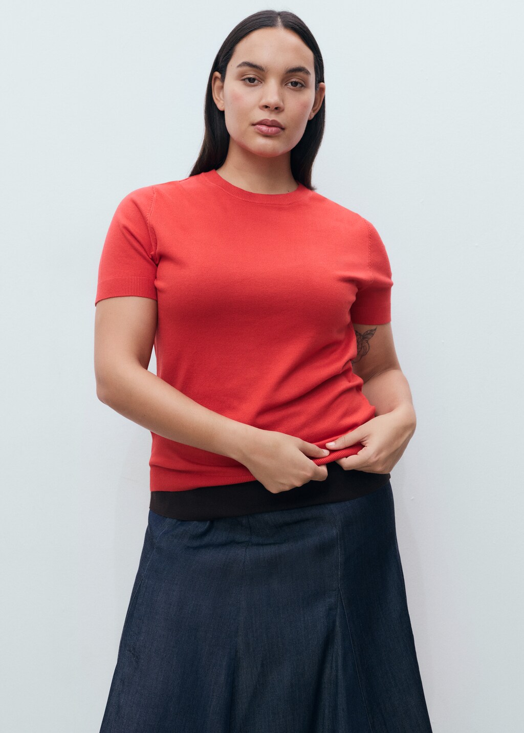 Mango Short-sleeved fine-knit sweater thumbnail