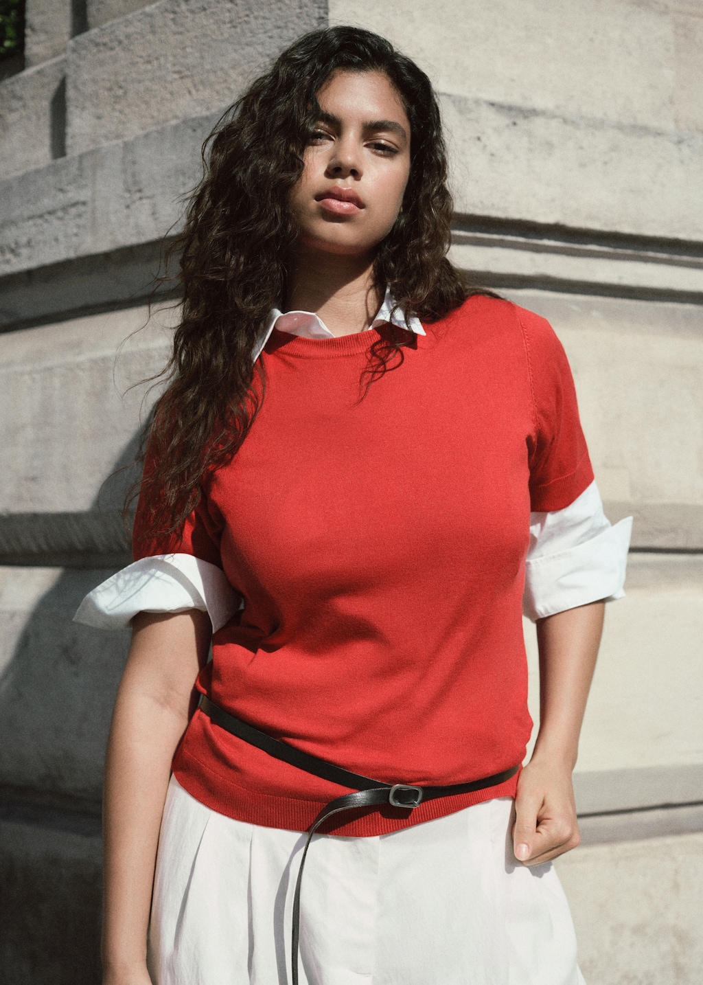 Mango Short-sleeved fine-knit sweater thumbnail