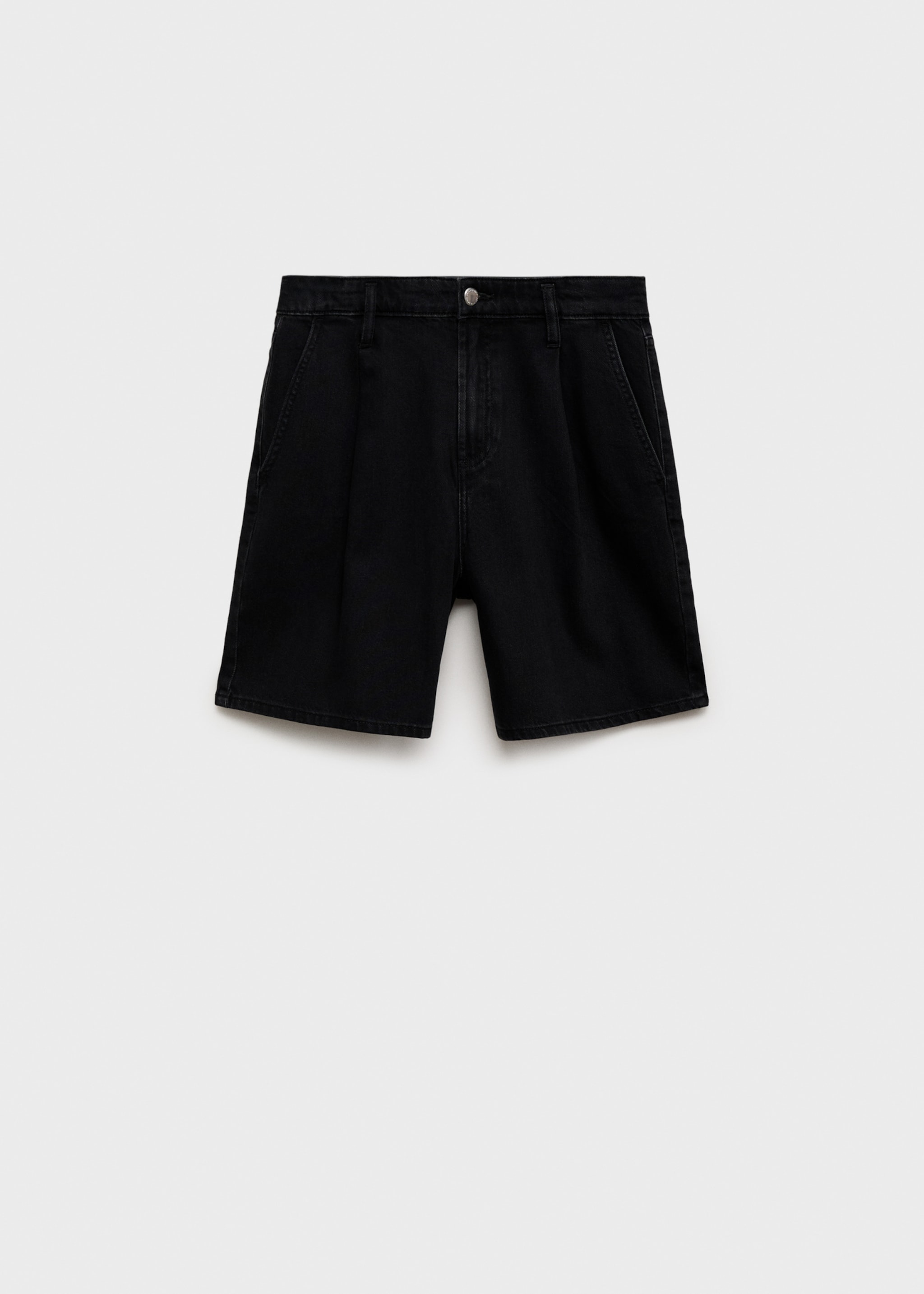 Mid-rise denim bermuda shorts with pleats - Article without model