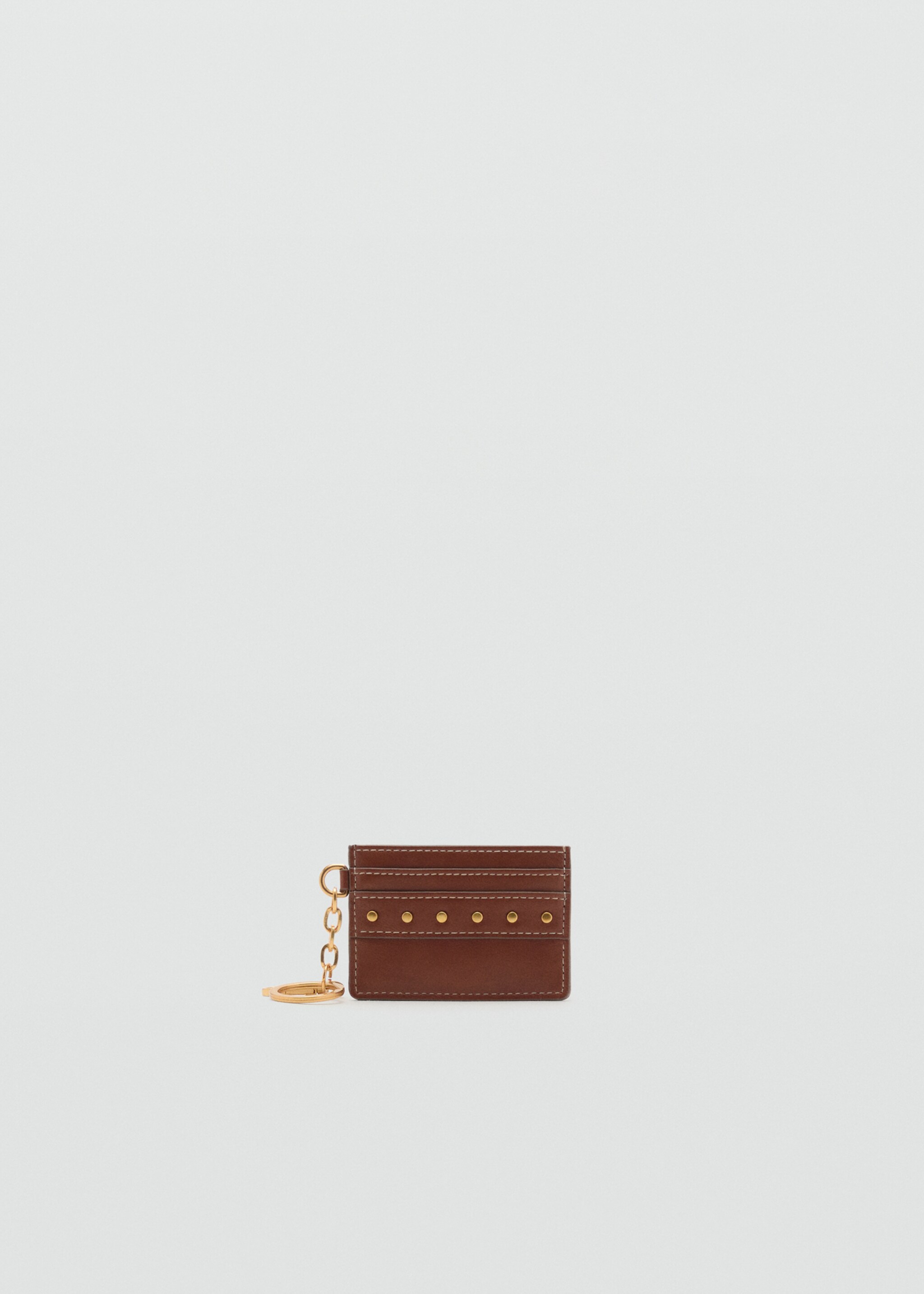Leather effect card holder with studs - Medium plane