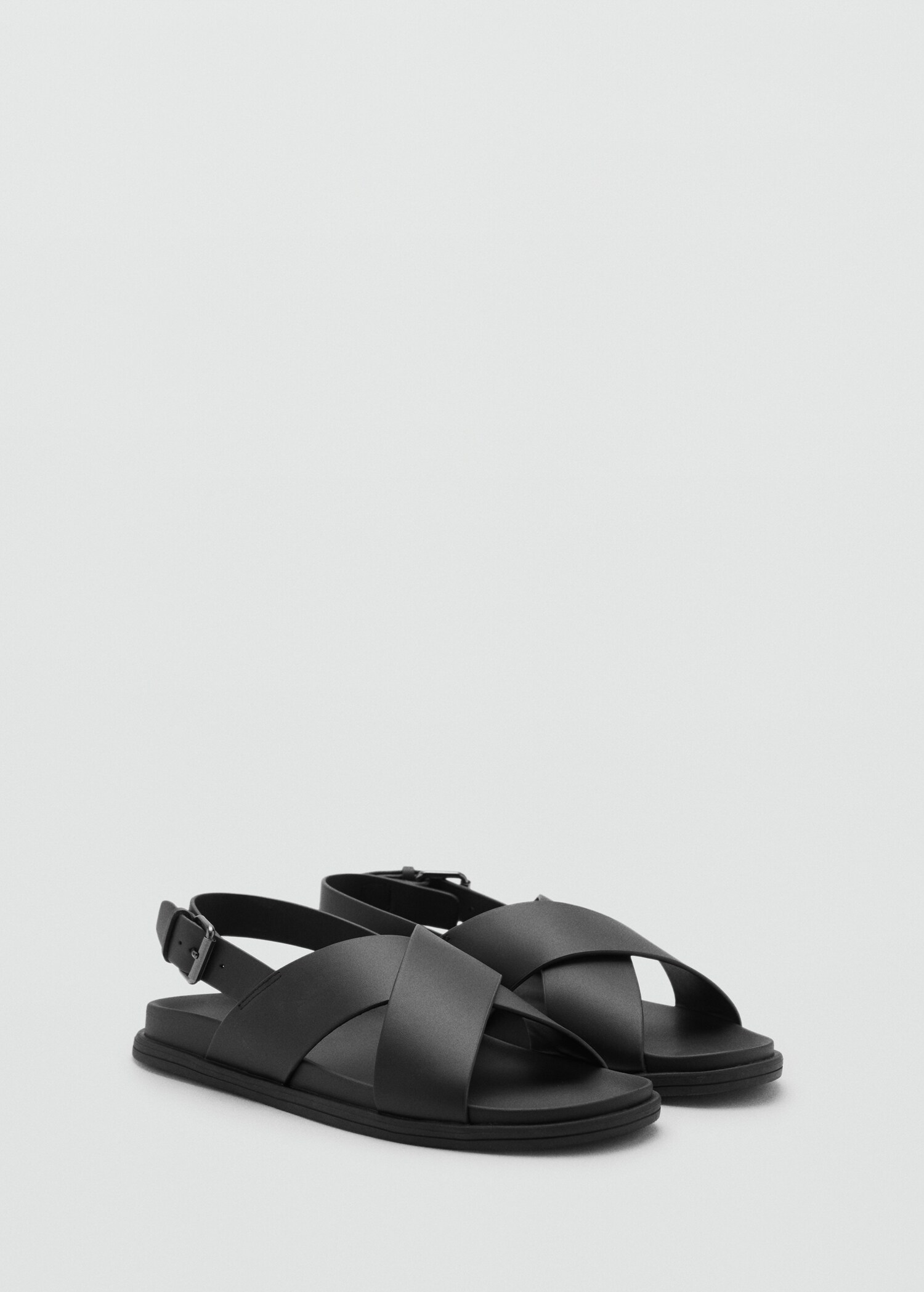 100% leather crossed strap sandal - Medium plane