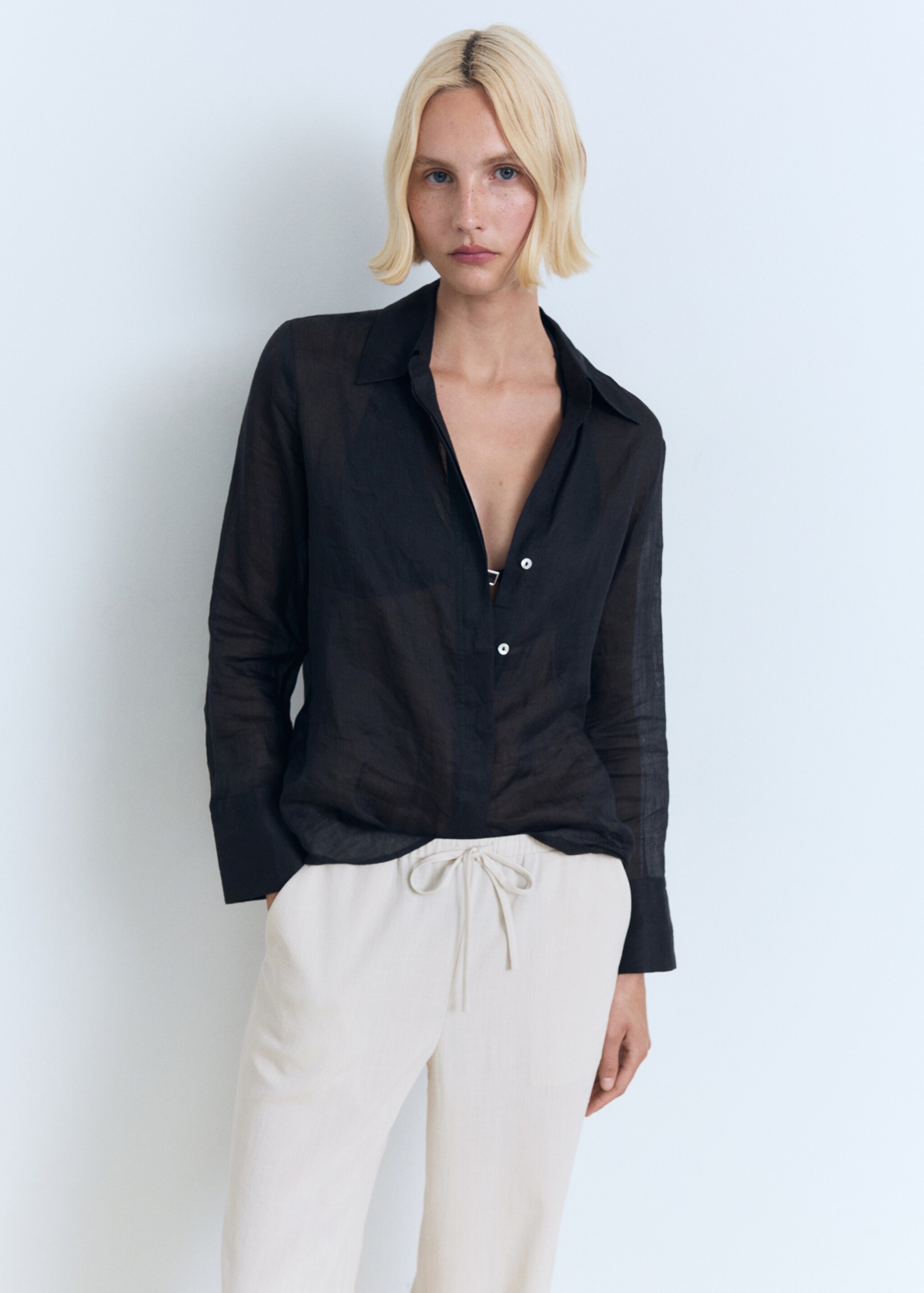 Drawstring straight trousers - Medium plane