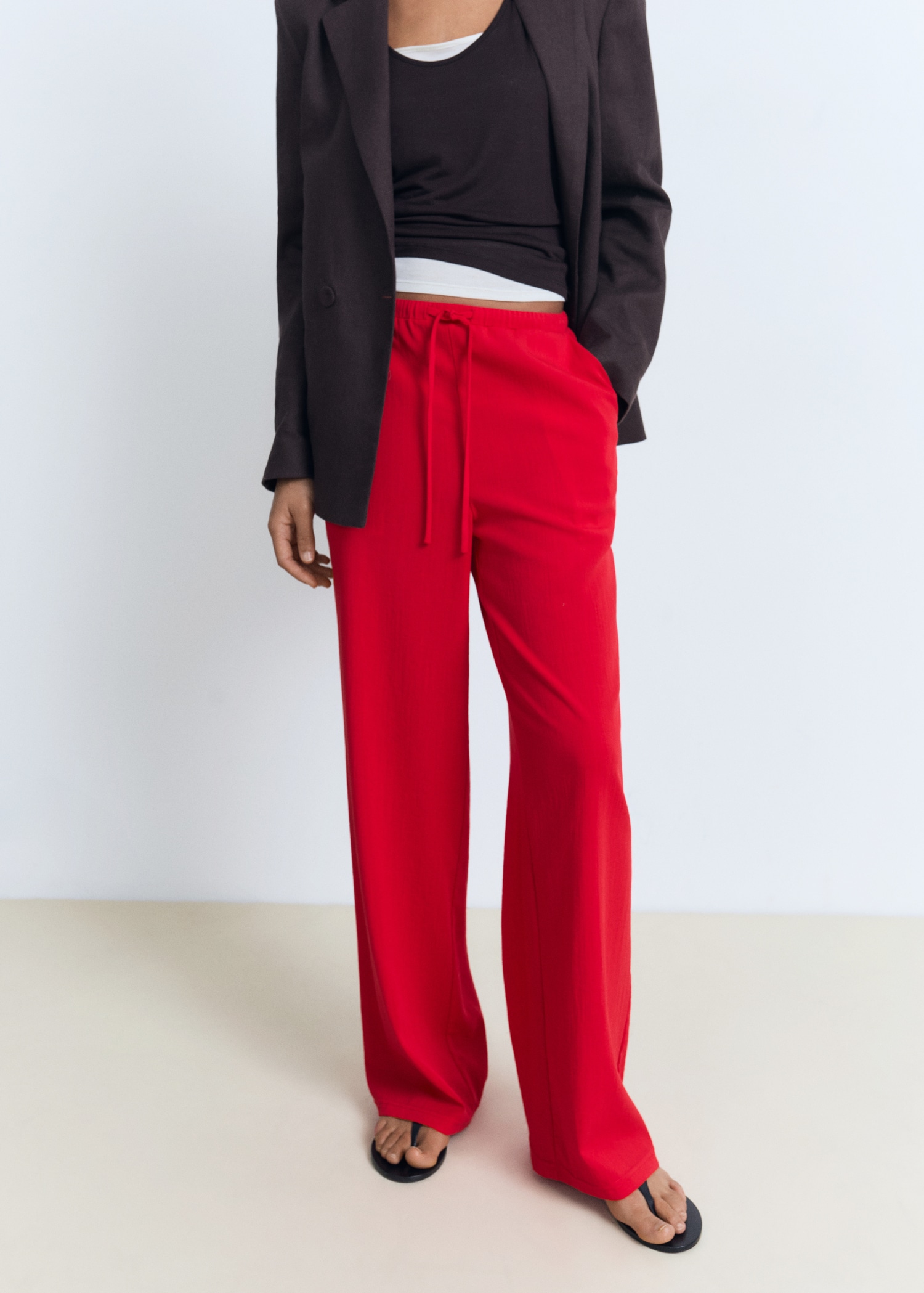 Drawstring straight trousers - Medium plane