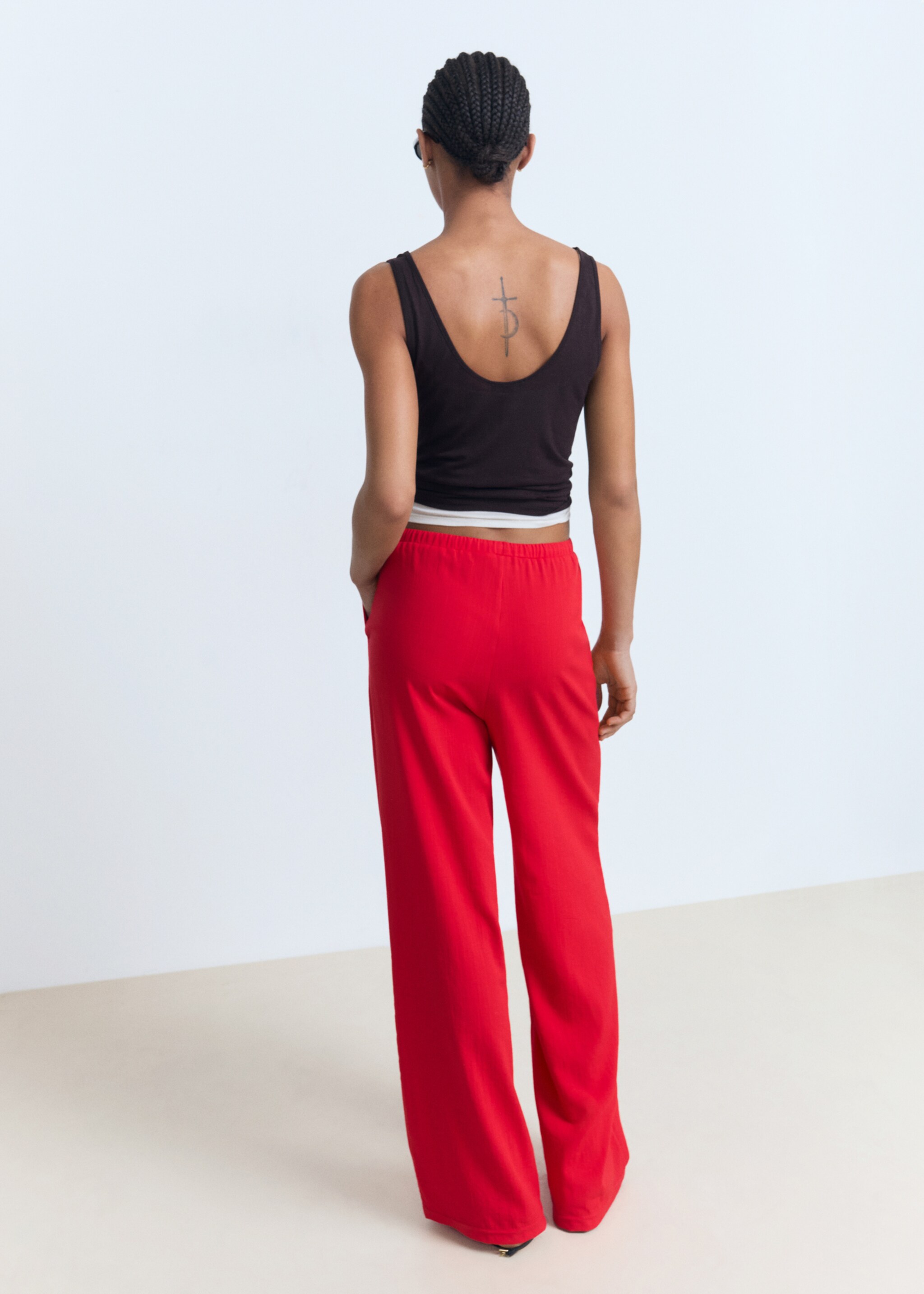 Drawstring straight trousers - Reverse of the article