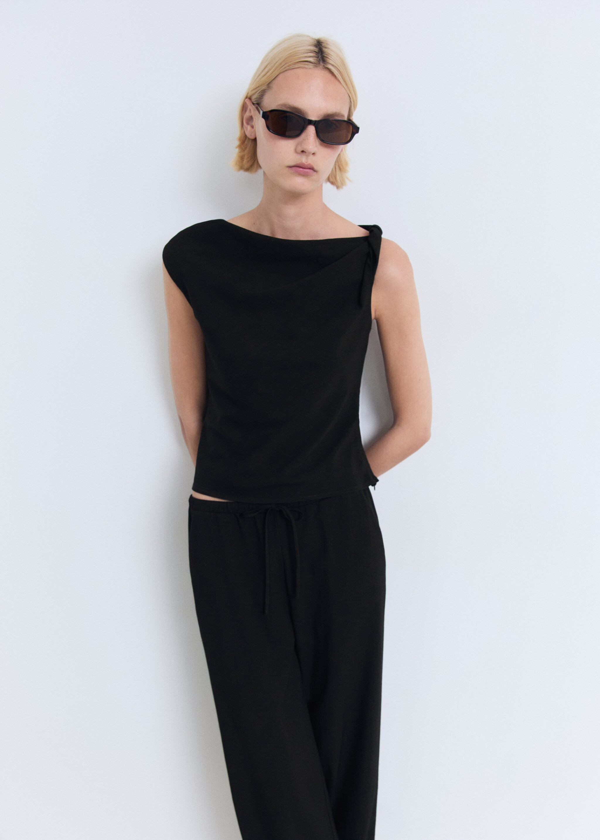 Drawstring straight trousers - Medium plane