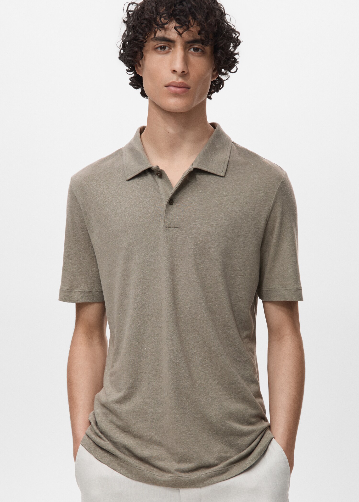 Polo lin slim-fit - Plan moyen