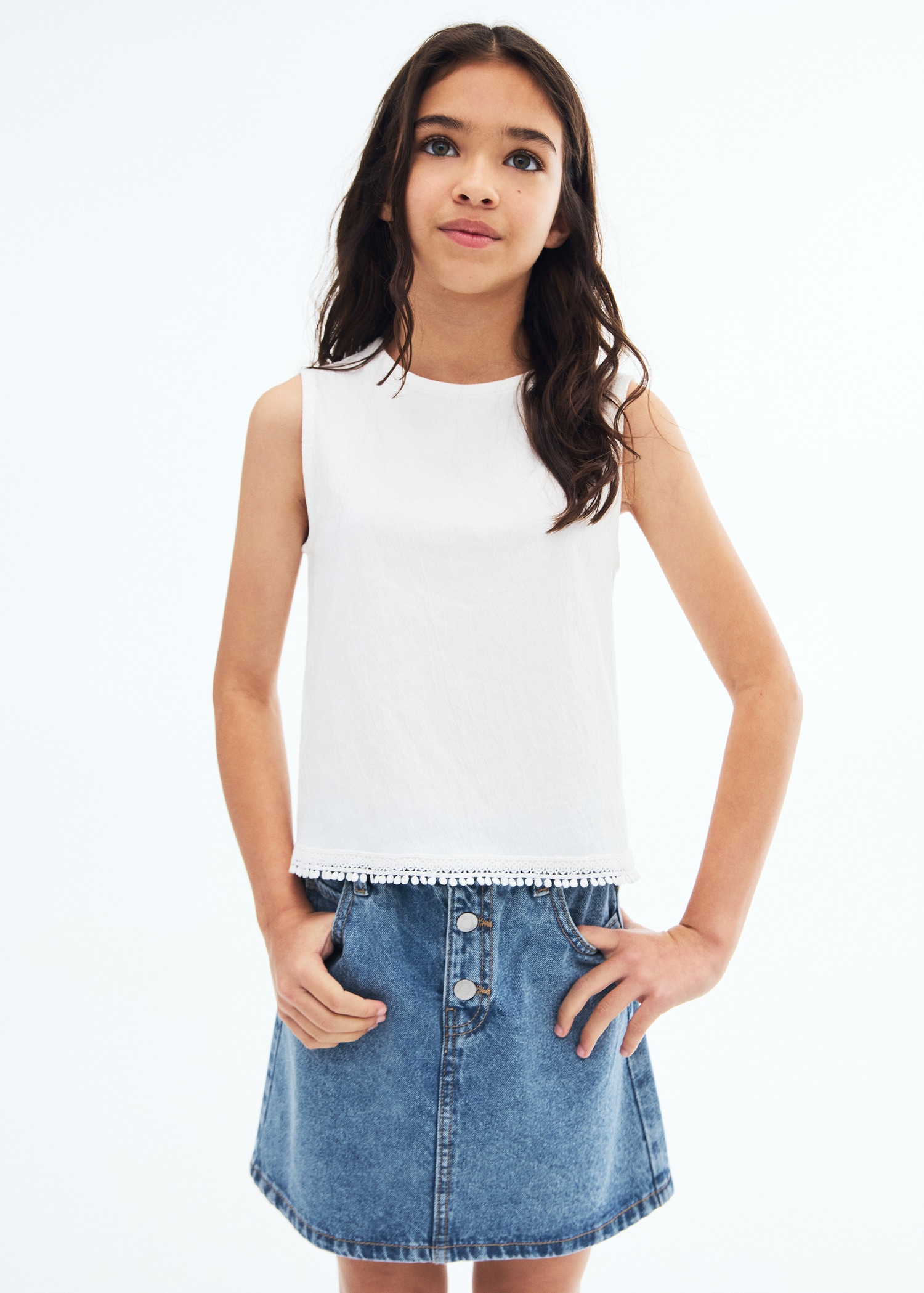 Denim paperbag skirt - Medium plane