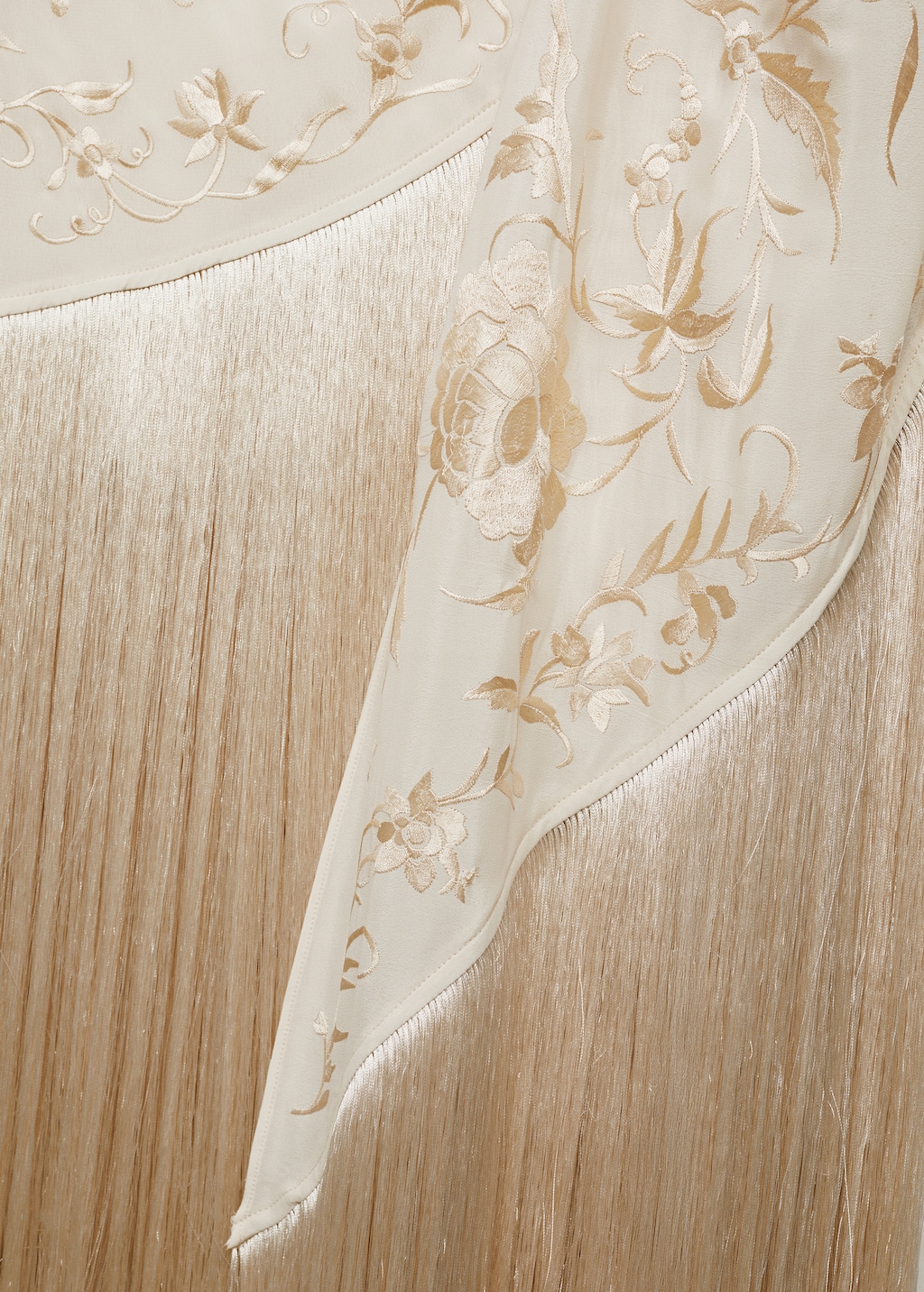 Pareo-style skirt with embroidered fringe