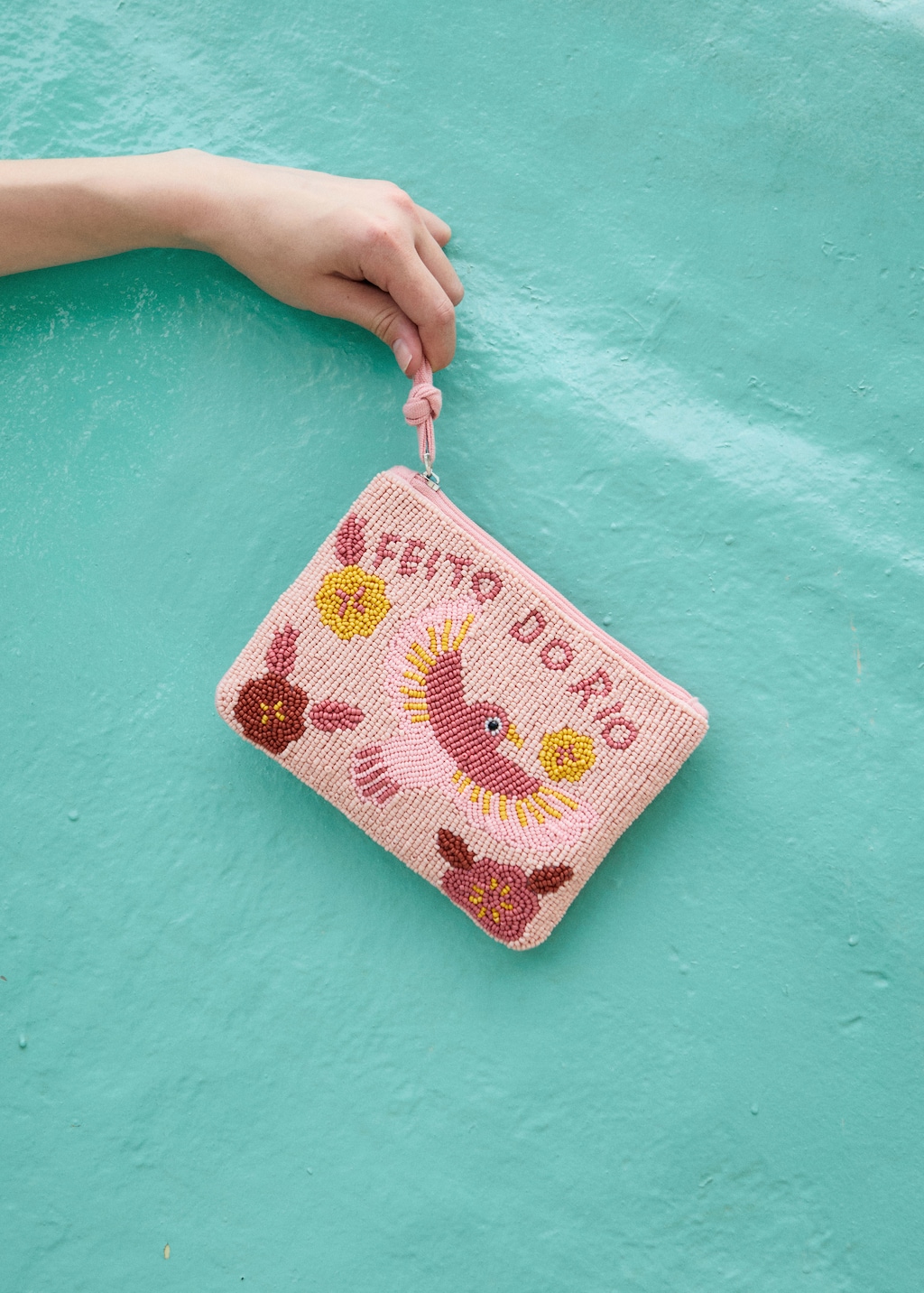 Toiletery bag with bead design