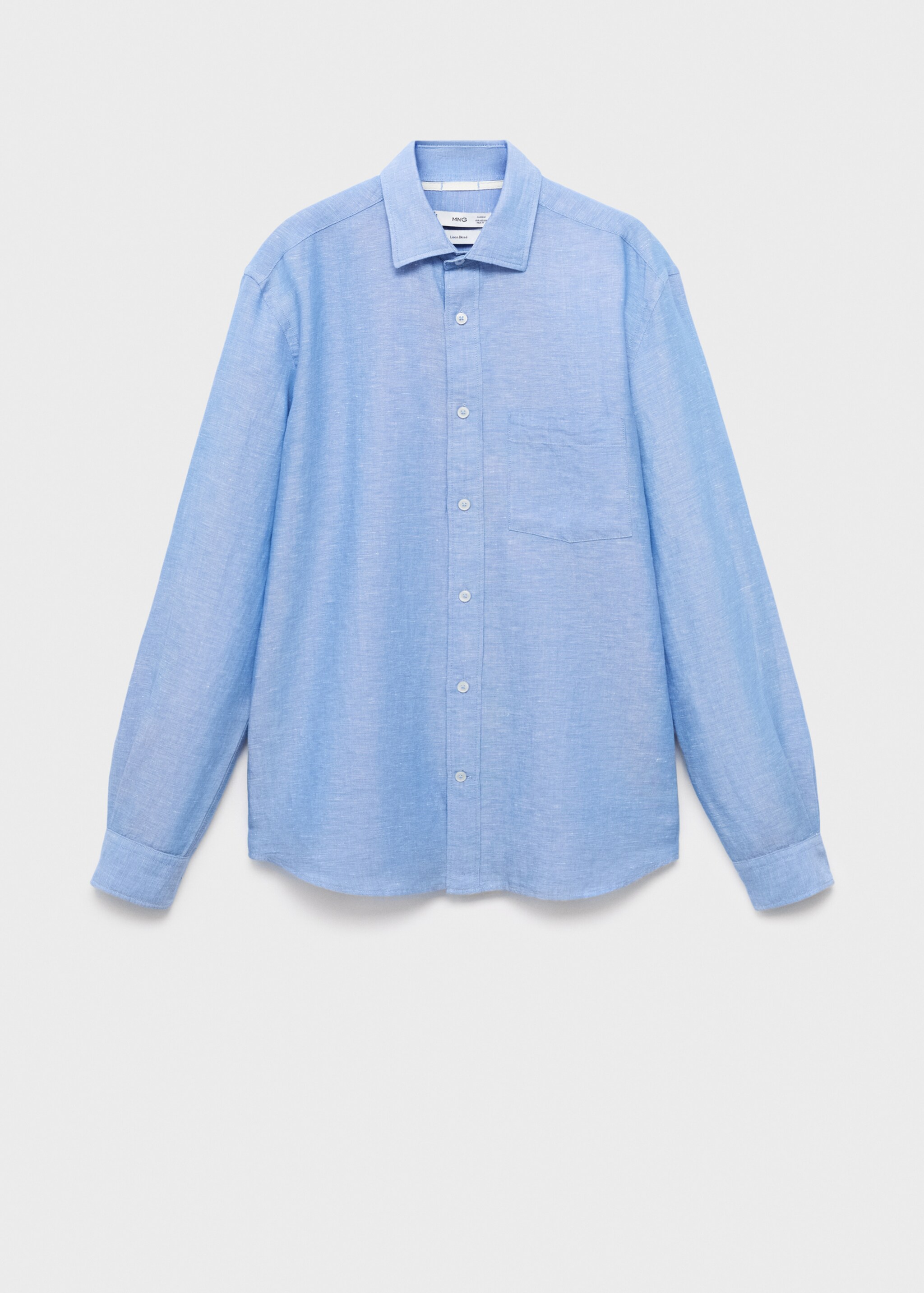 Pocket linen shirt - Article without model, Indigo Blue. Ref: 17091247-00.
