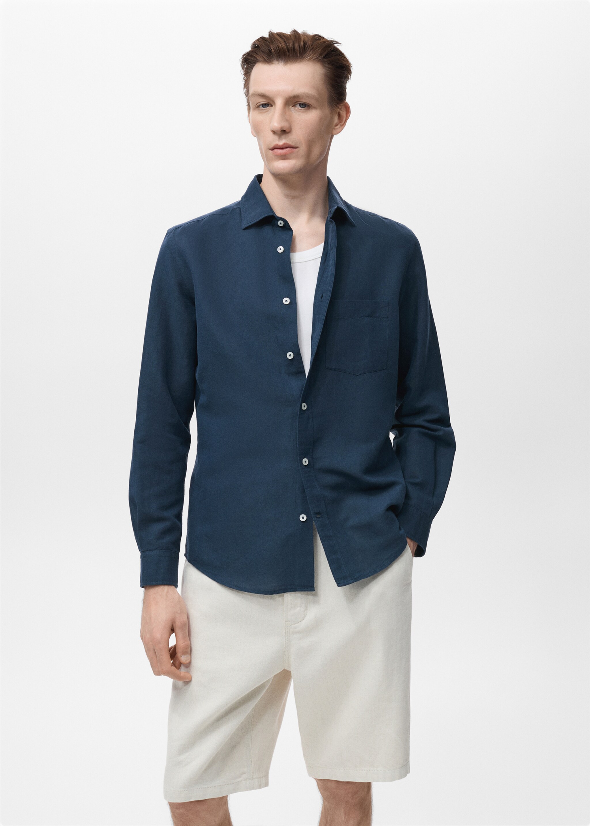 Camisa linho bolso - Plano médio