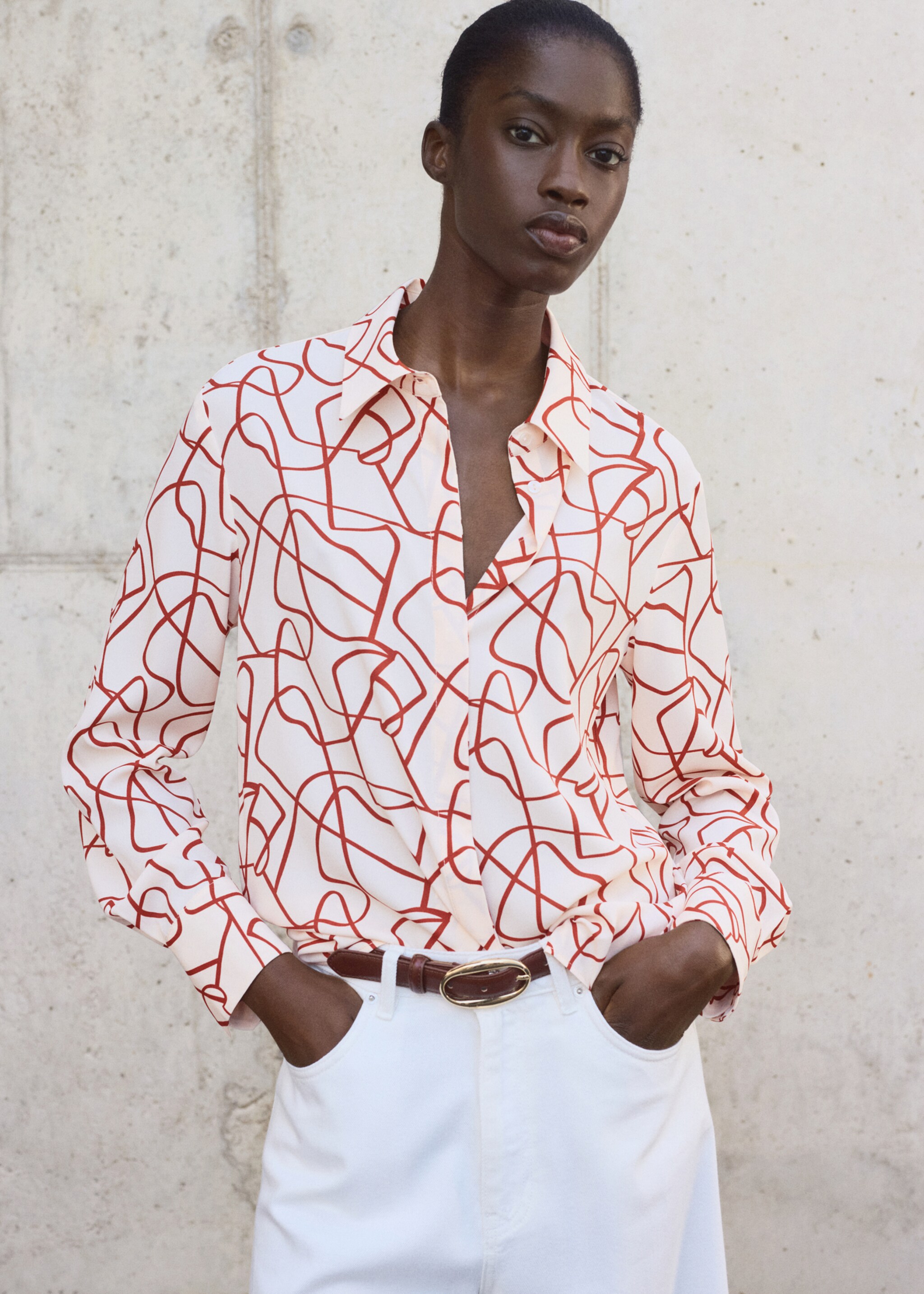 Printed straight shirt - Medium plane