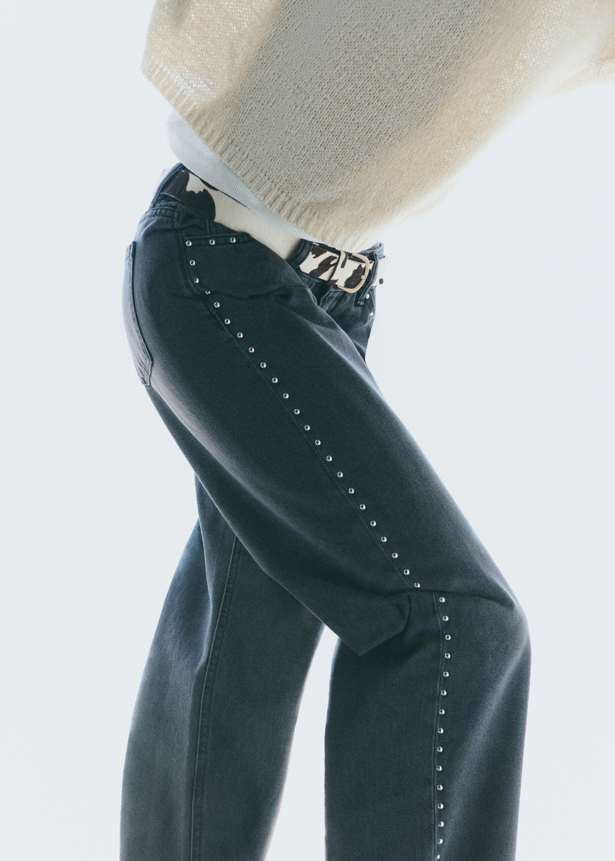 Jeans straight perçinler - Ürün detayı 5, Siyah denim. Ref: 17091256-00.
