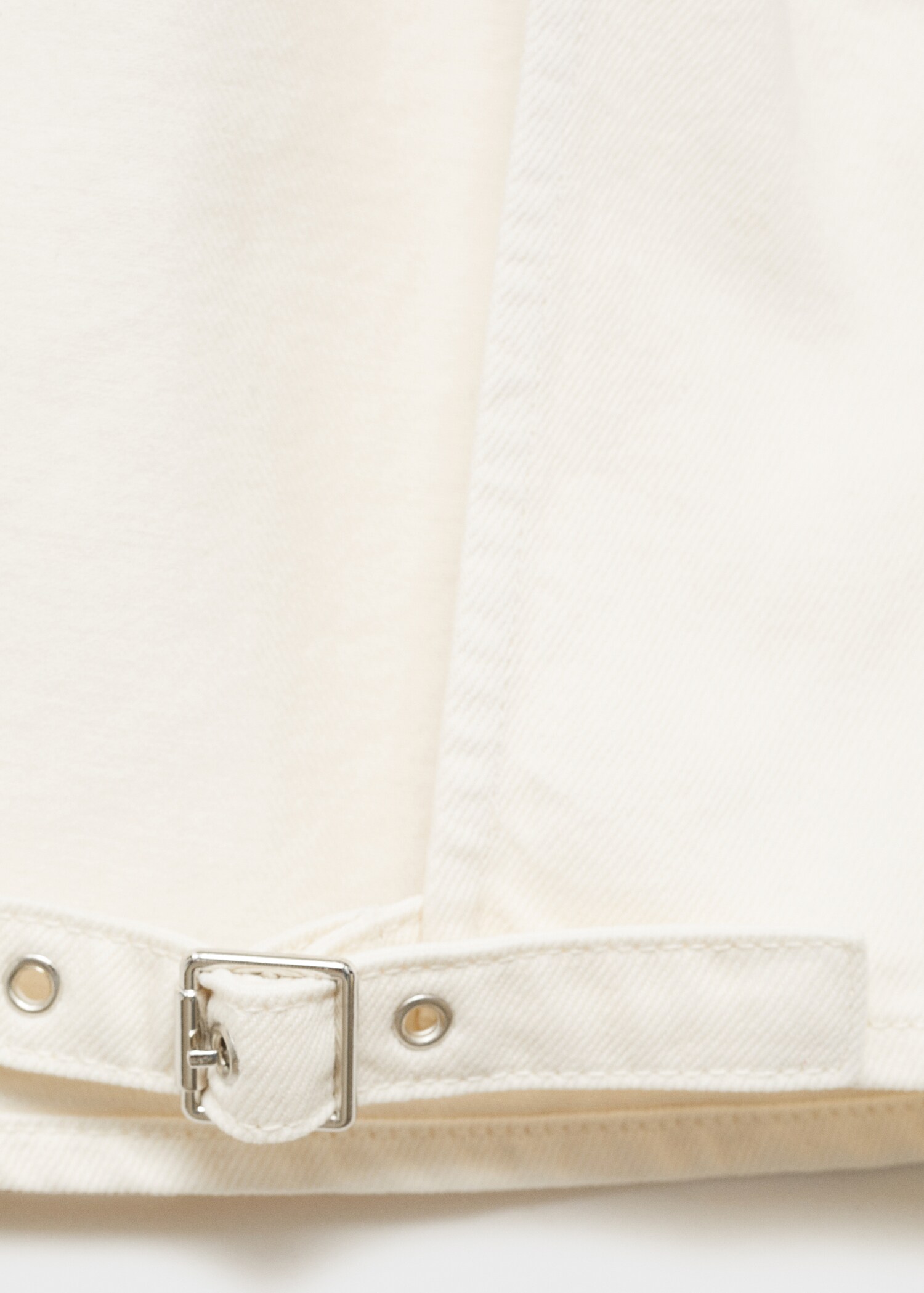 Denim crop top with buckle closure - Details of the article 0